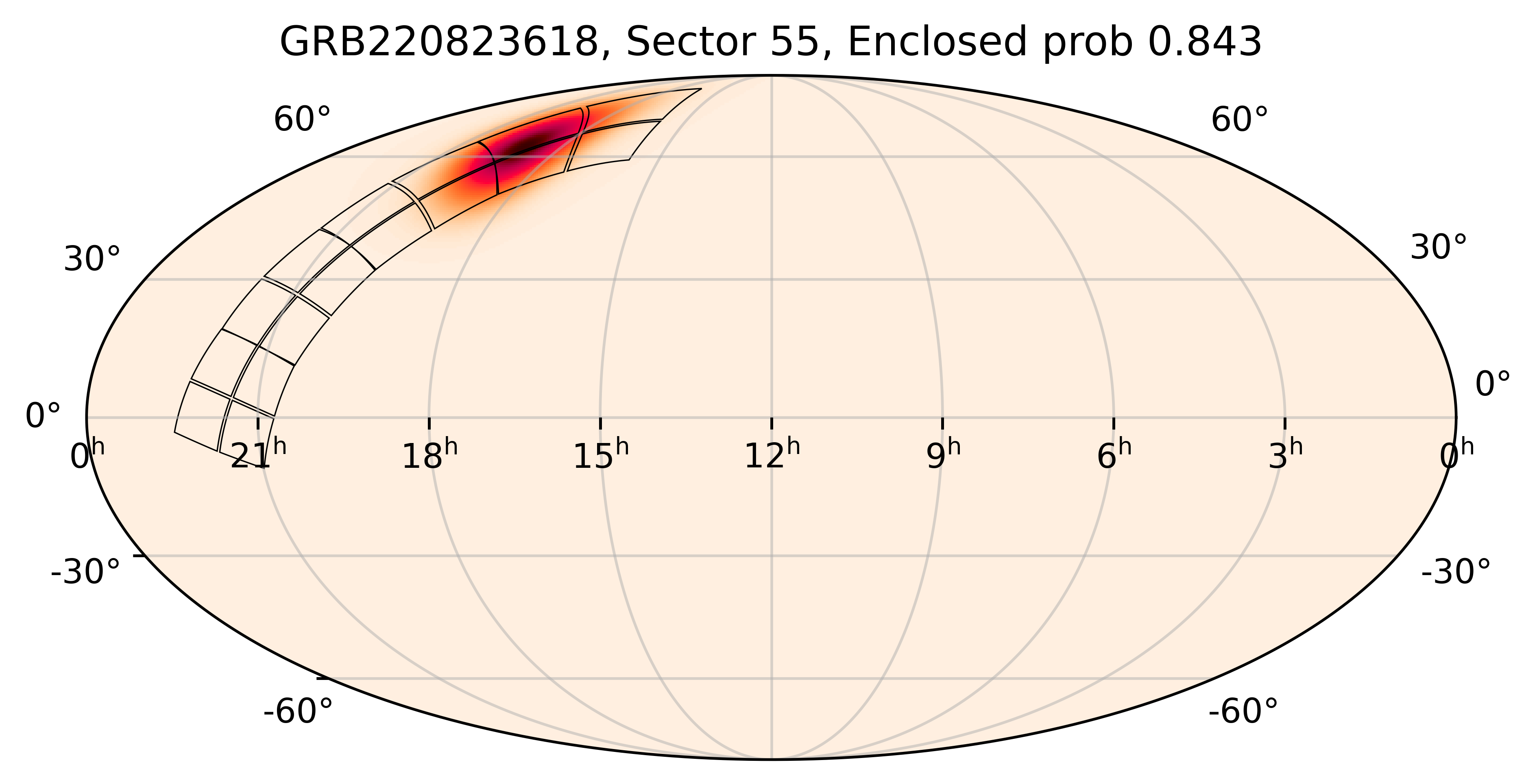 TESS Overlap Sky Map for GRB220823618 in TESS Sector55