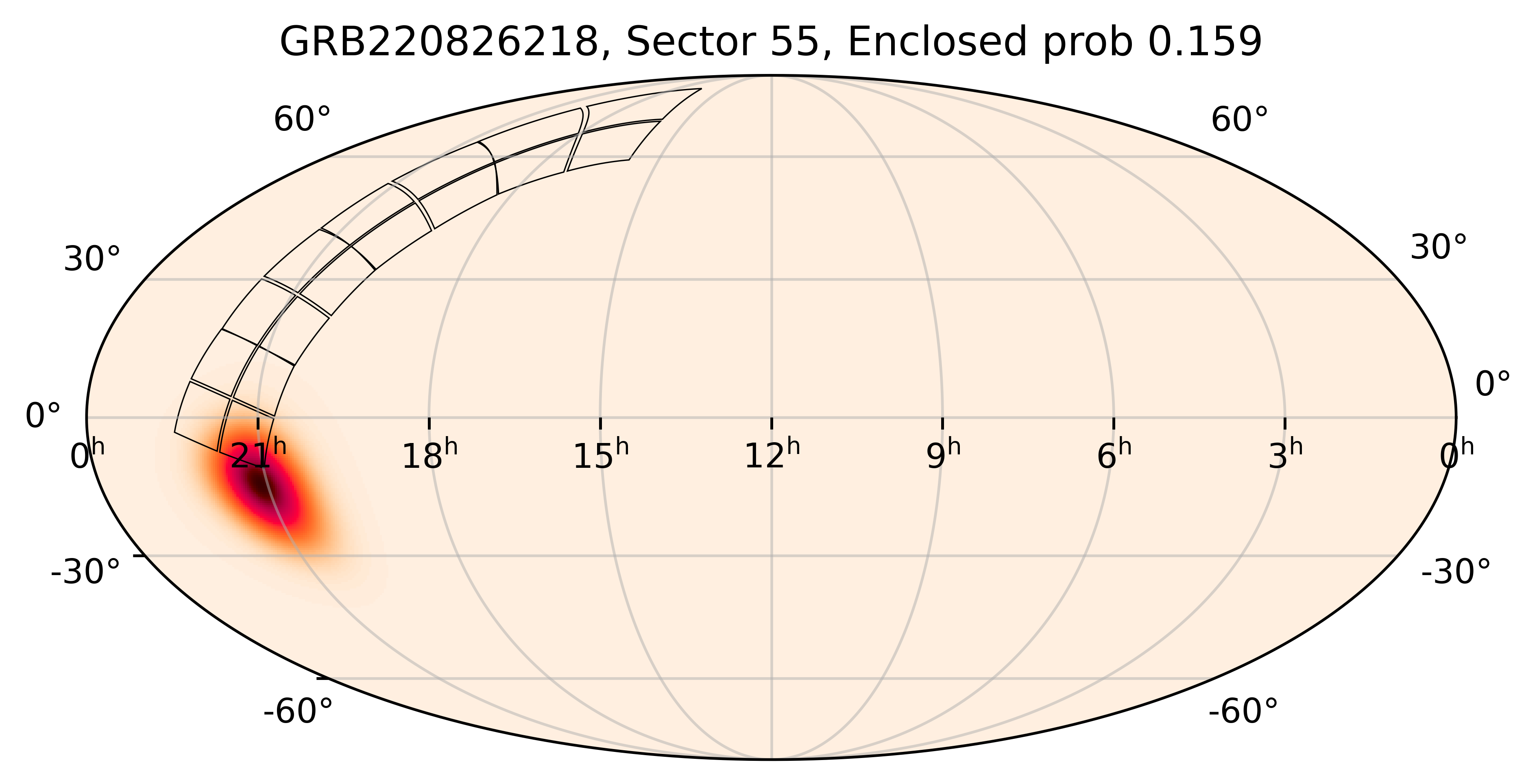 TESS Overlap Sky Map for GRB220826218 in TESS Sector55