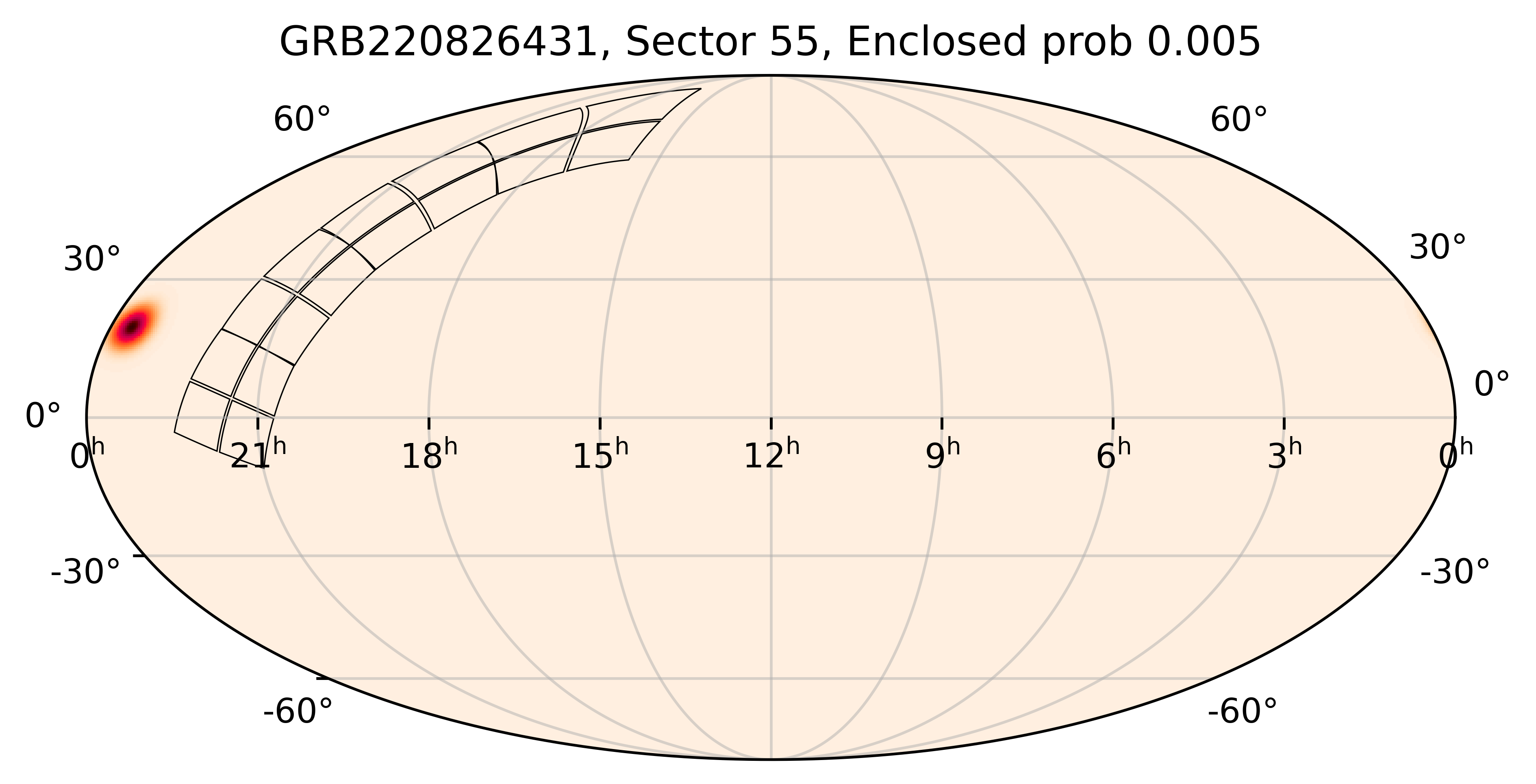 TESS Overlap Sky Map for GRB220826431 in TESS Sector55