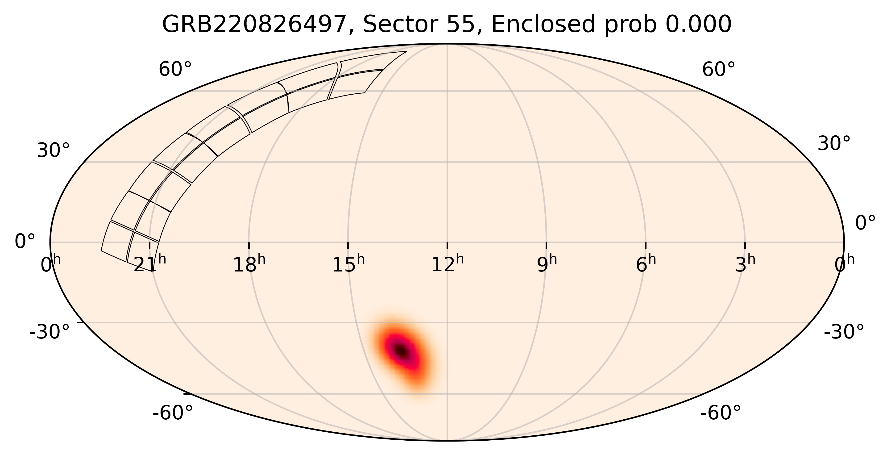 TESS Overlap Sky Map for GRB220826497 in TESS Sector55