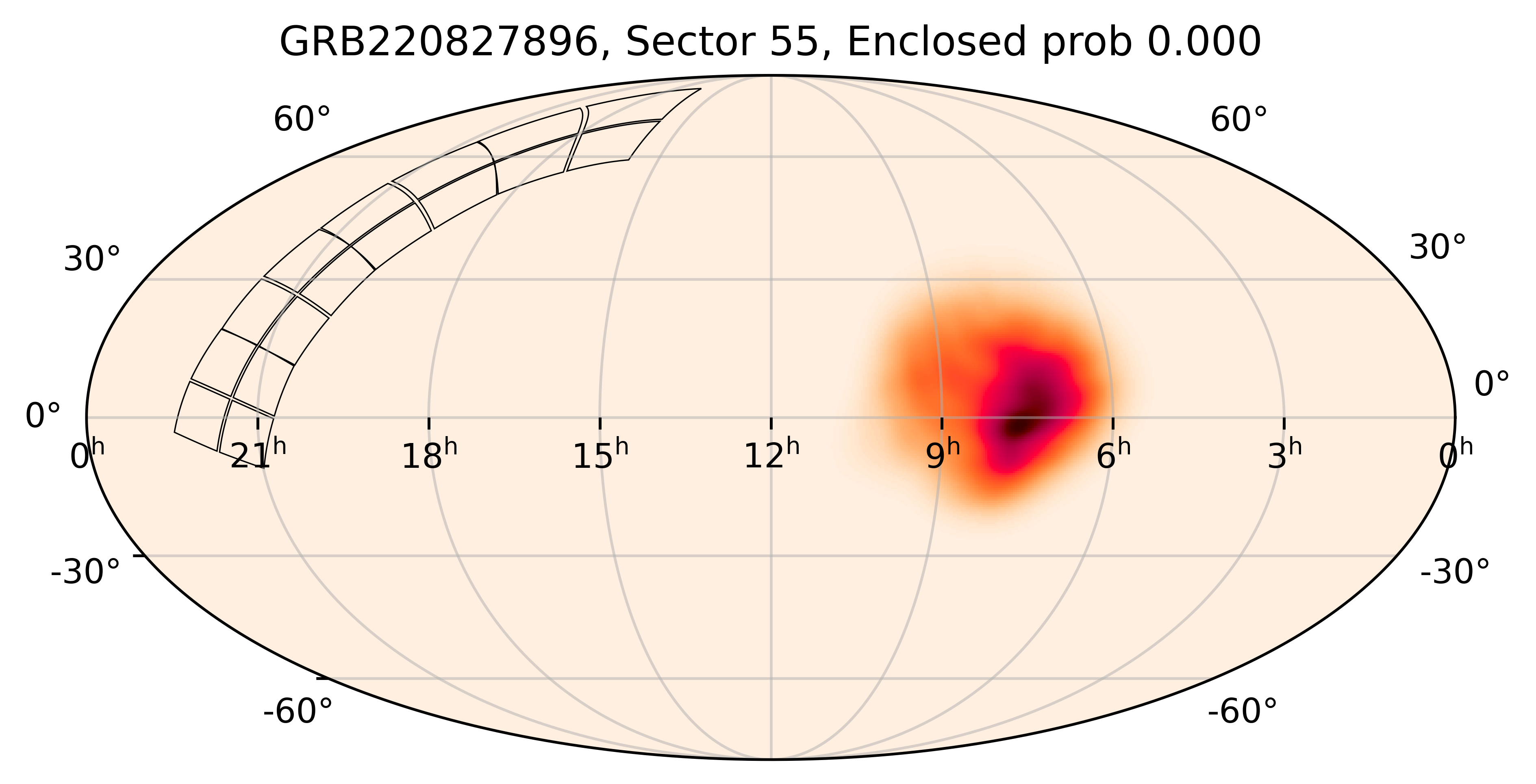 TESS Overlap Sky Map for GRB220827896 in TESS Sector55