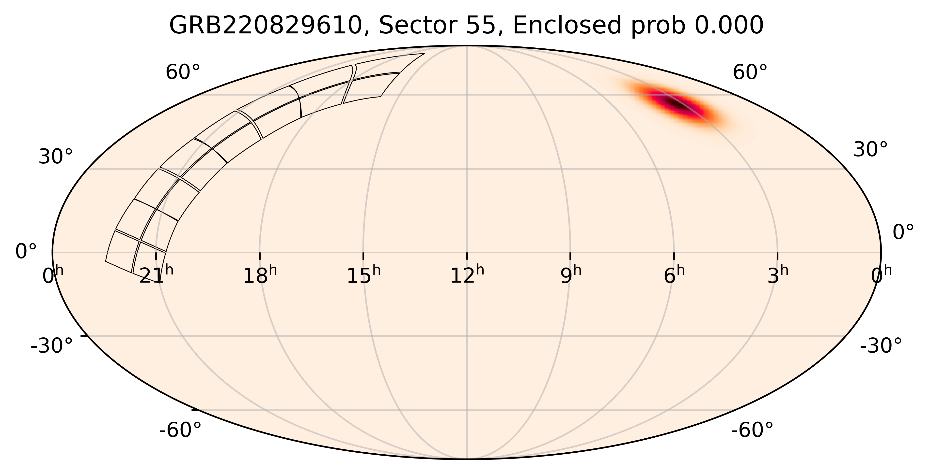 TESS Overlap Sky Map for GRB220829610 in TESS Sector55