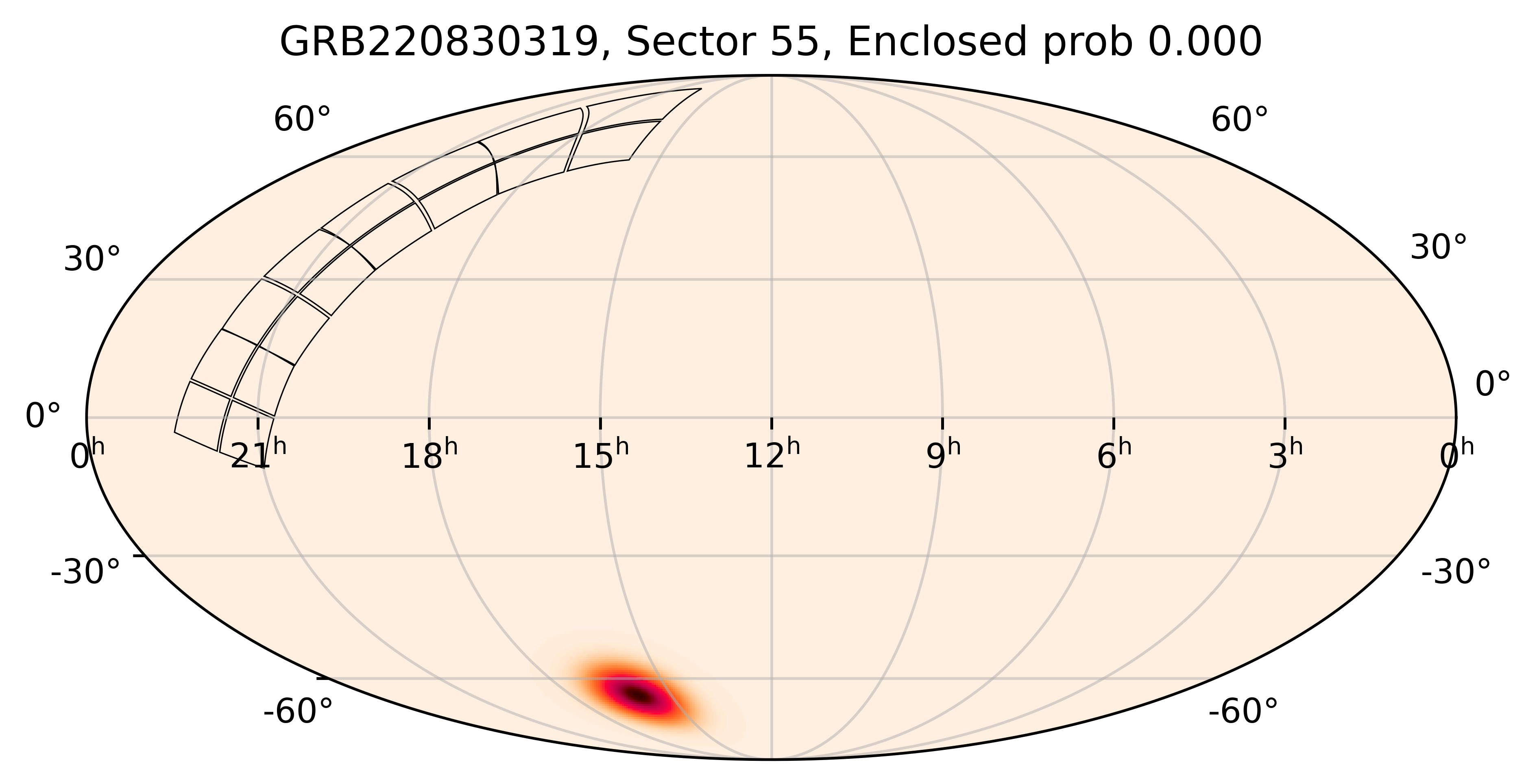TESS Overlap Sky Map for GRB220830319 in TESS Sector55