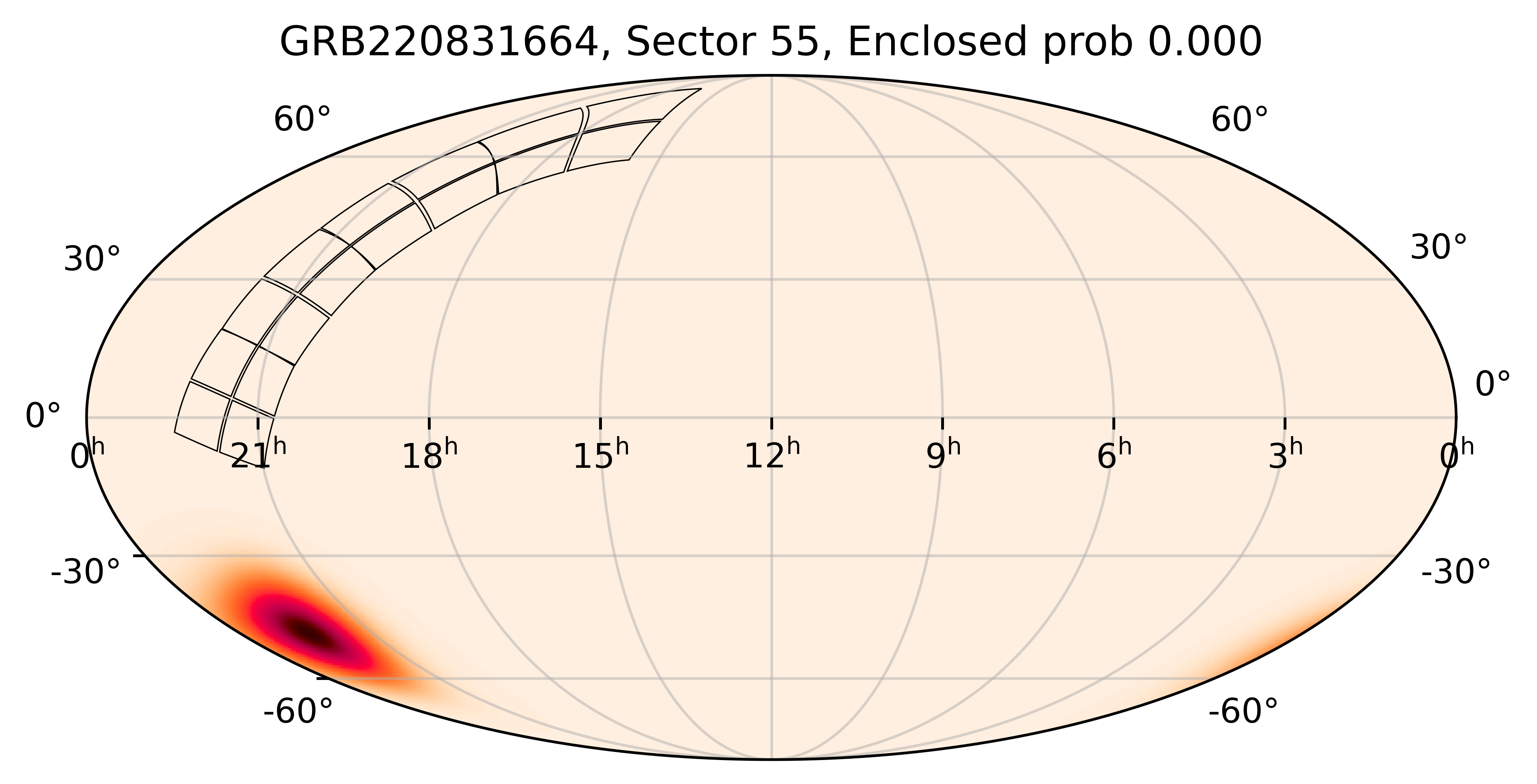 TESS Overlap Sky Map for GRB220831664 in TESS Sector55