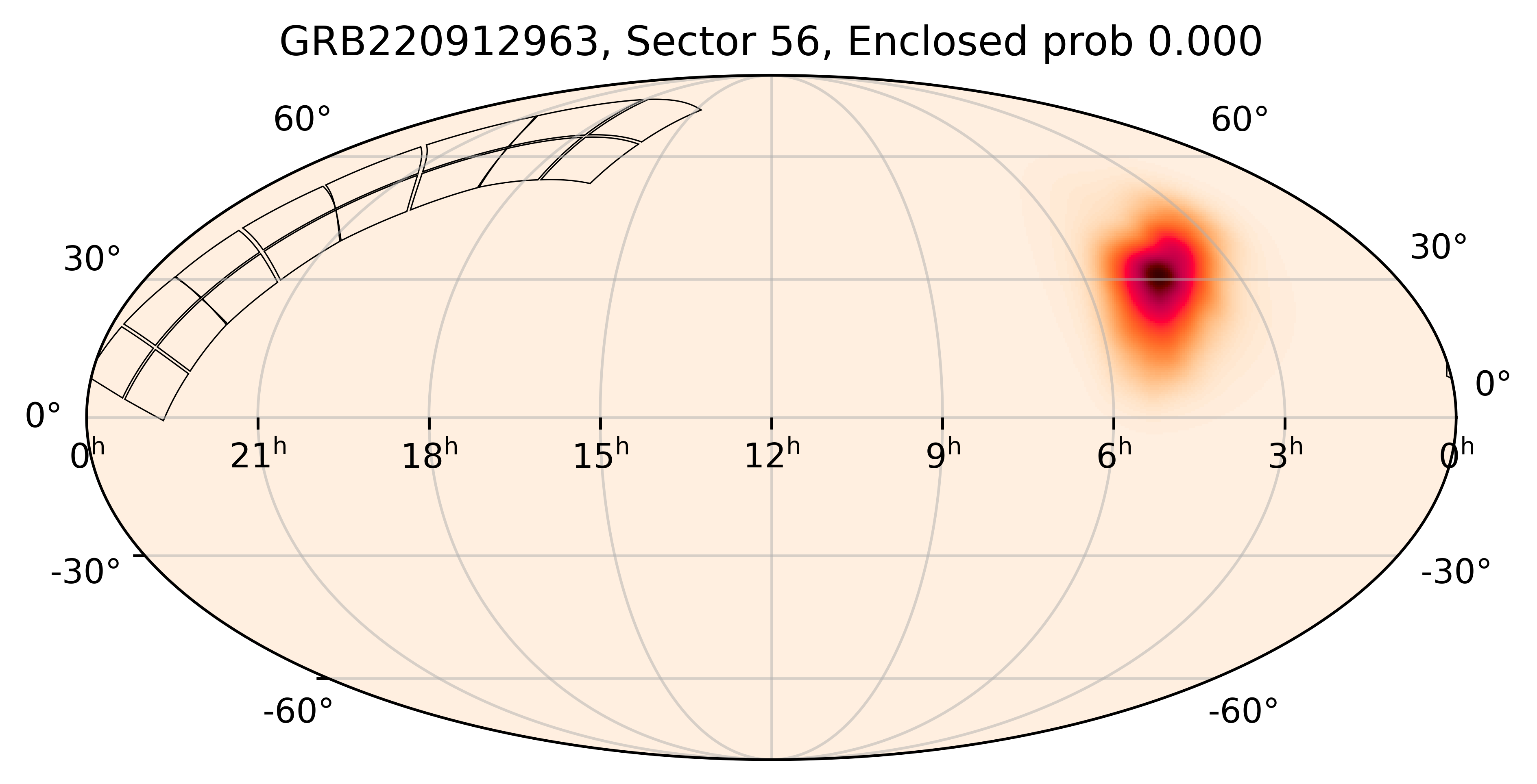 TESS Overlap Sky Map for GRB220912963 in TESS Sector56
