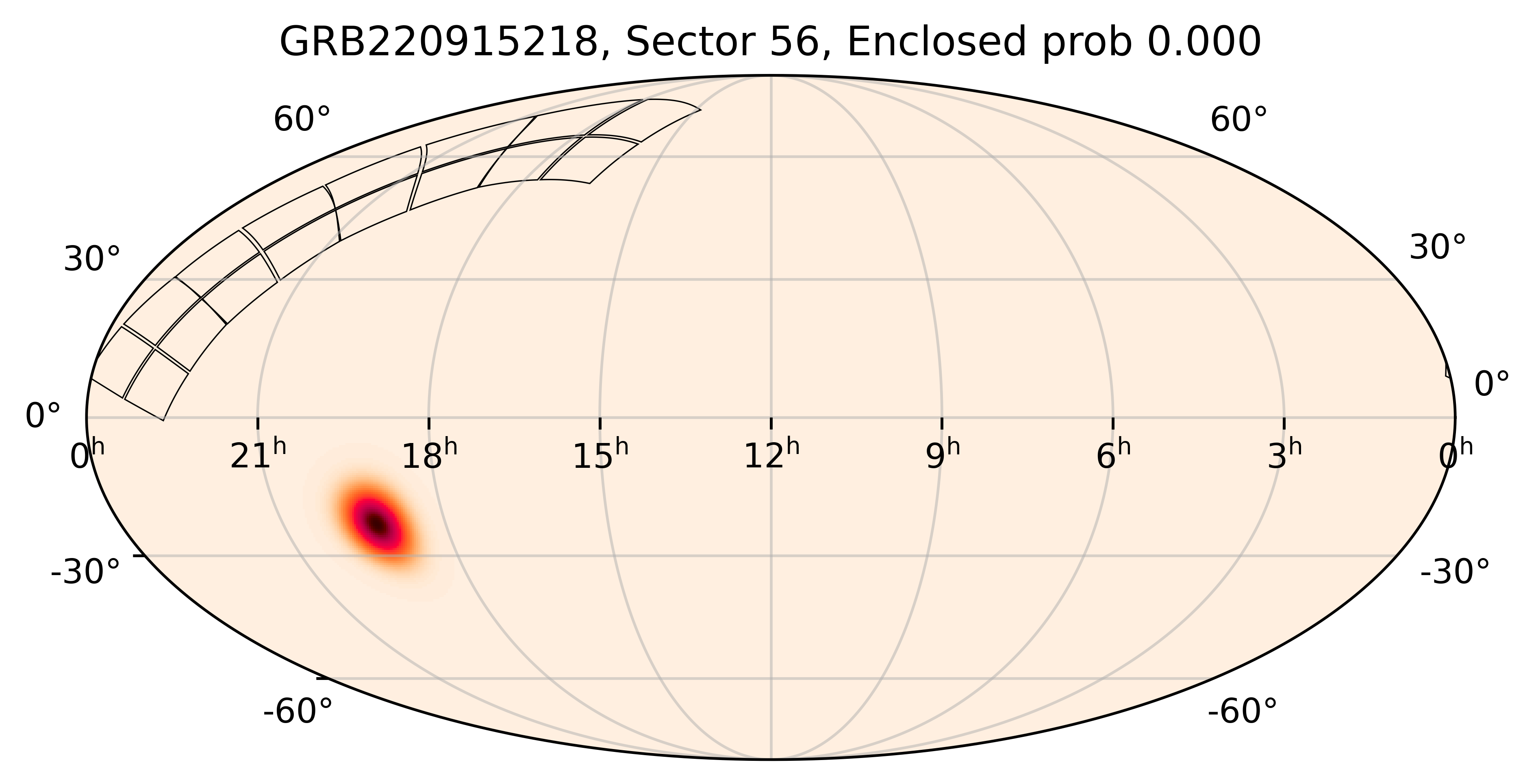 TESS Overlap Sky Map for GRB220915218 in TESS Sector56