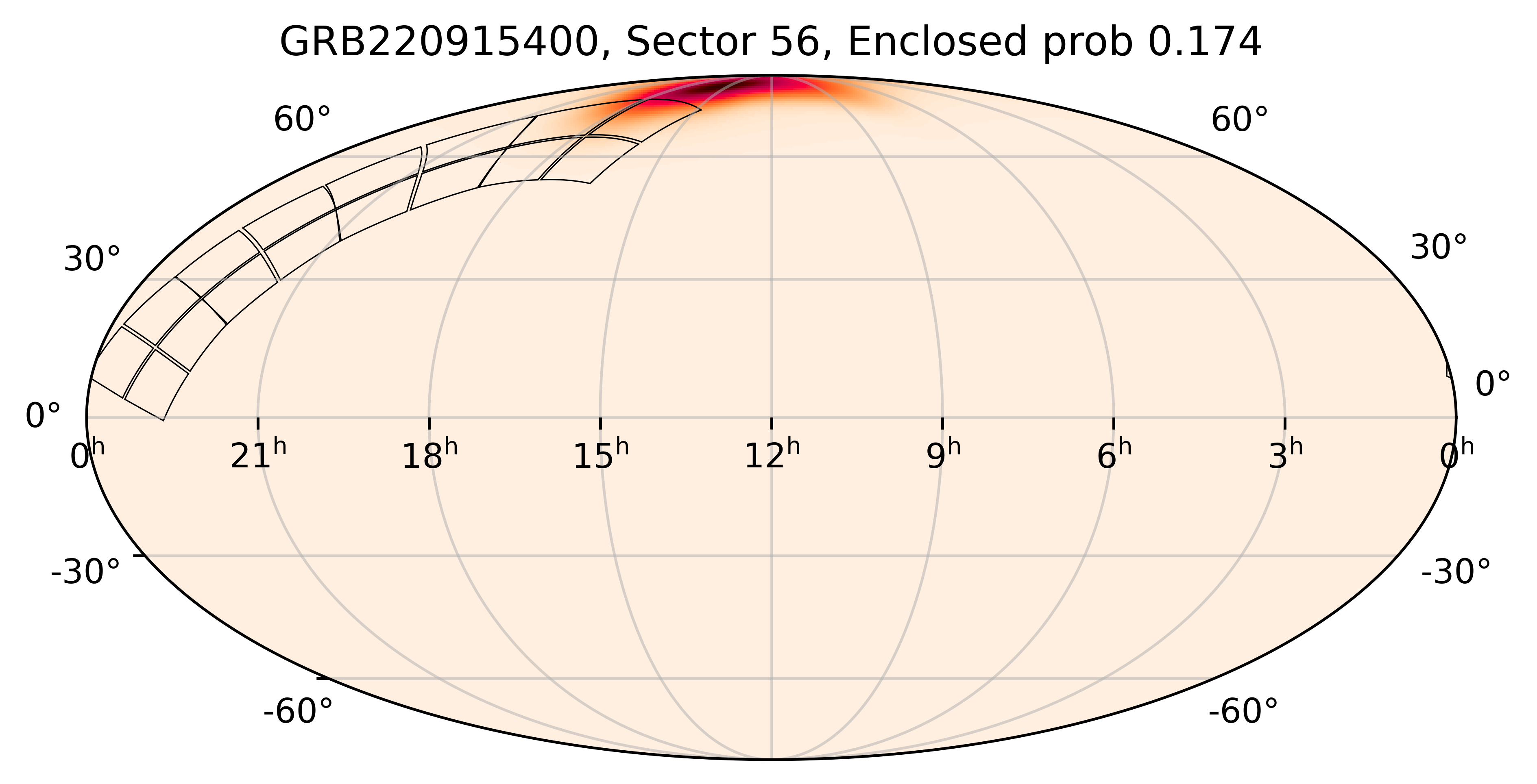 TESS Overlap Sky Map for GRB220915400 in TESS Sector56