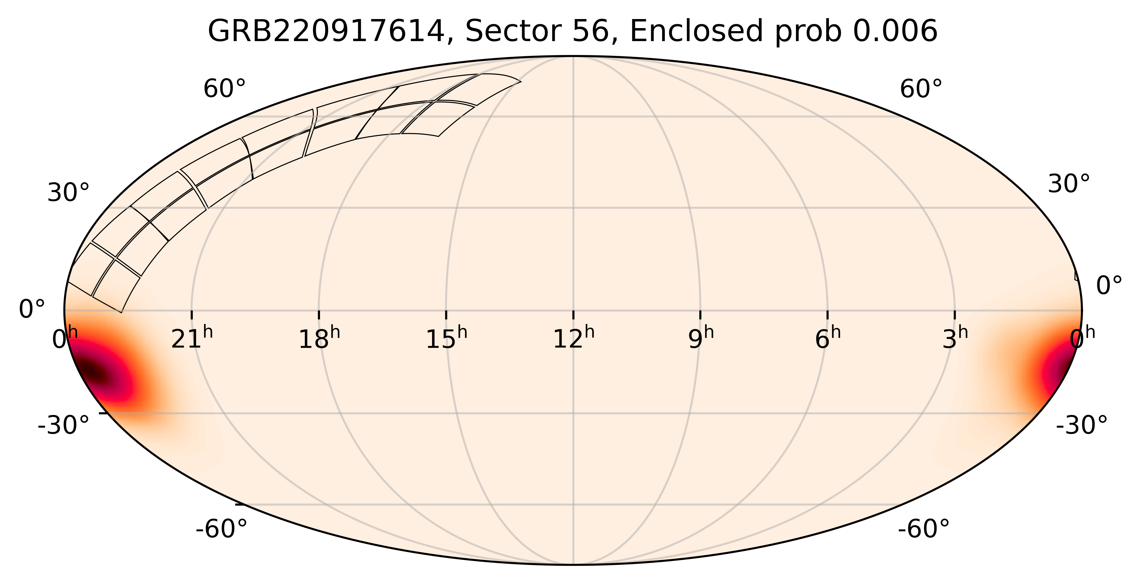 TESS Overlap Sky Map for GRB220917614 in TESS Sector56
