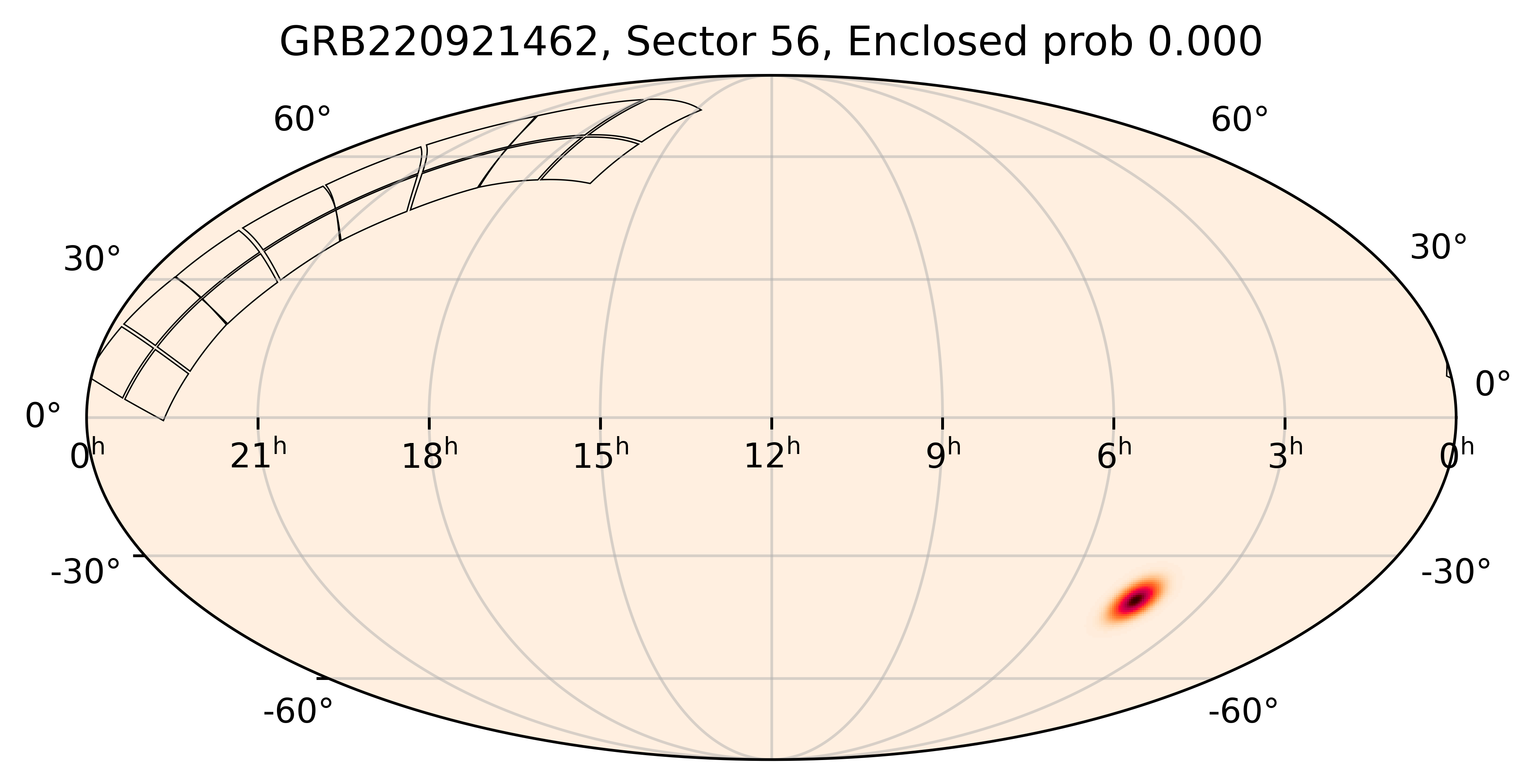TESS Overlap Sky Map for GRB220921462 in TESS Sector56