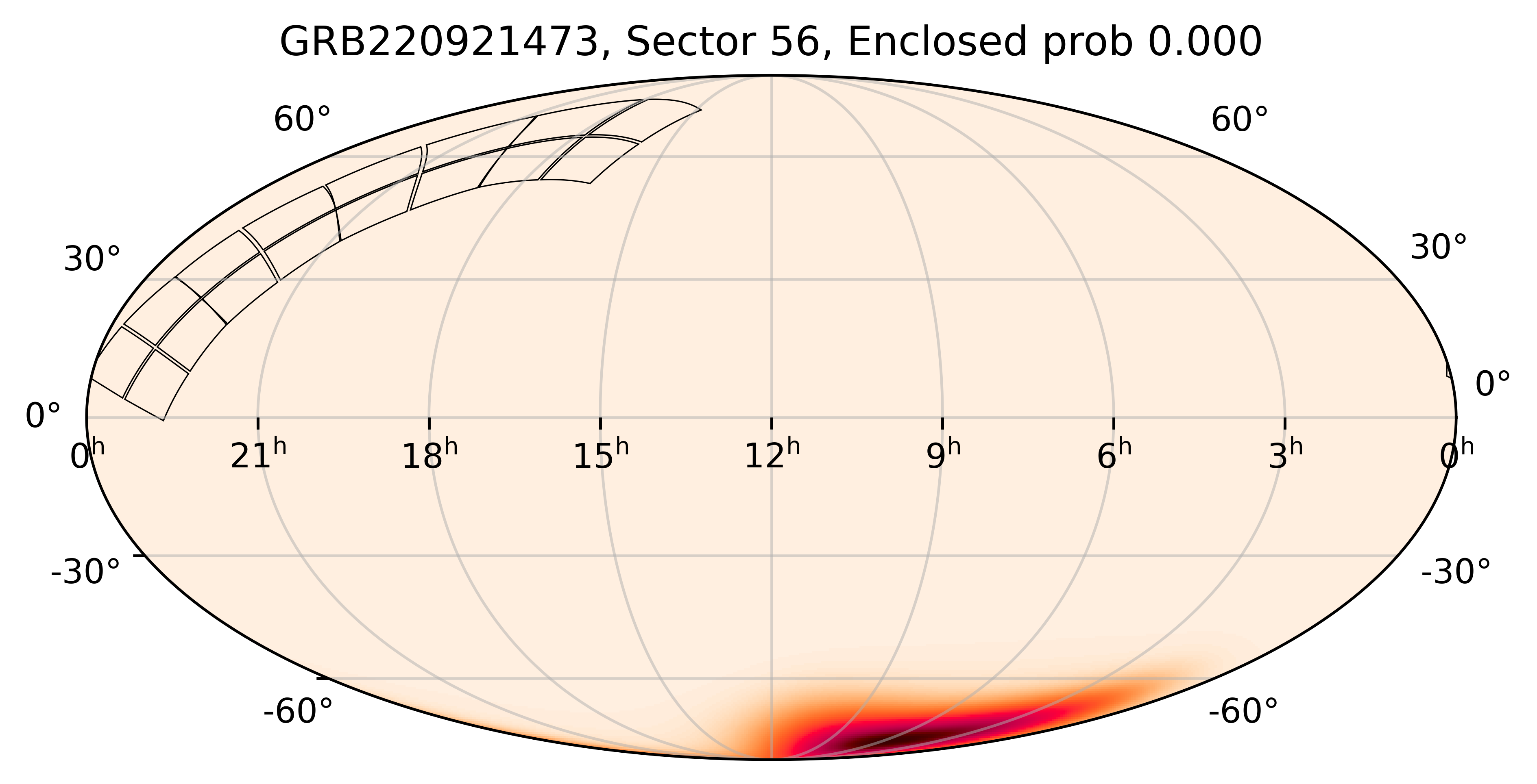 TESS Overlap Sky Map for GRB220921473 in TESS Sector56