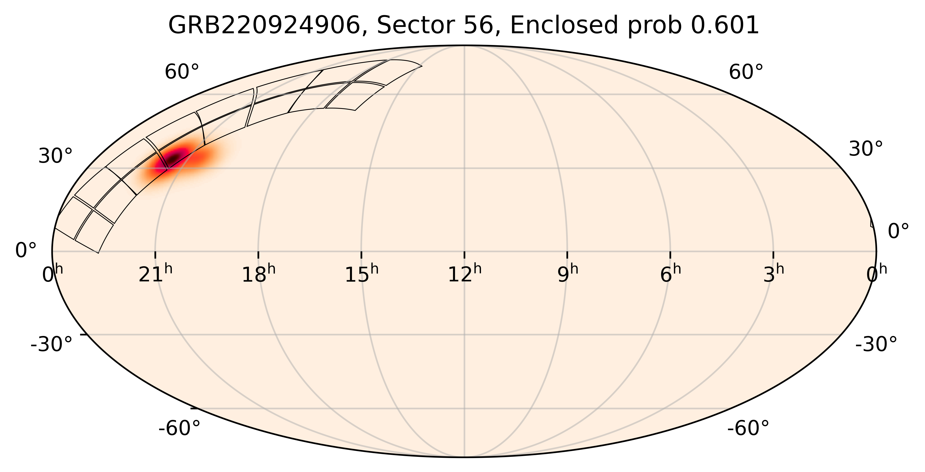 TESS Overlap Sky Map for GRB220924906 in TESS Sector56