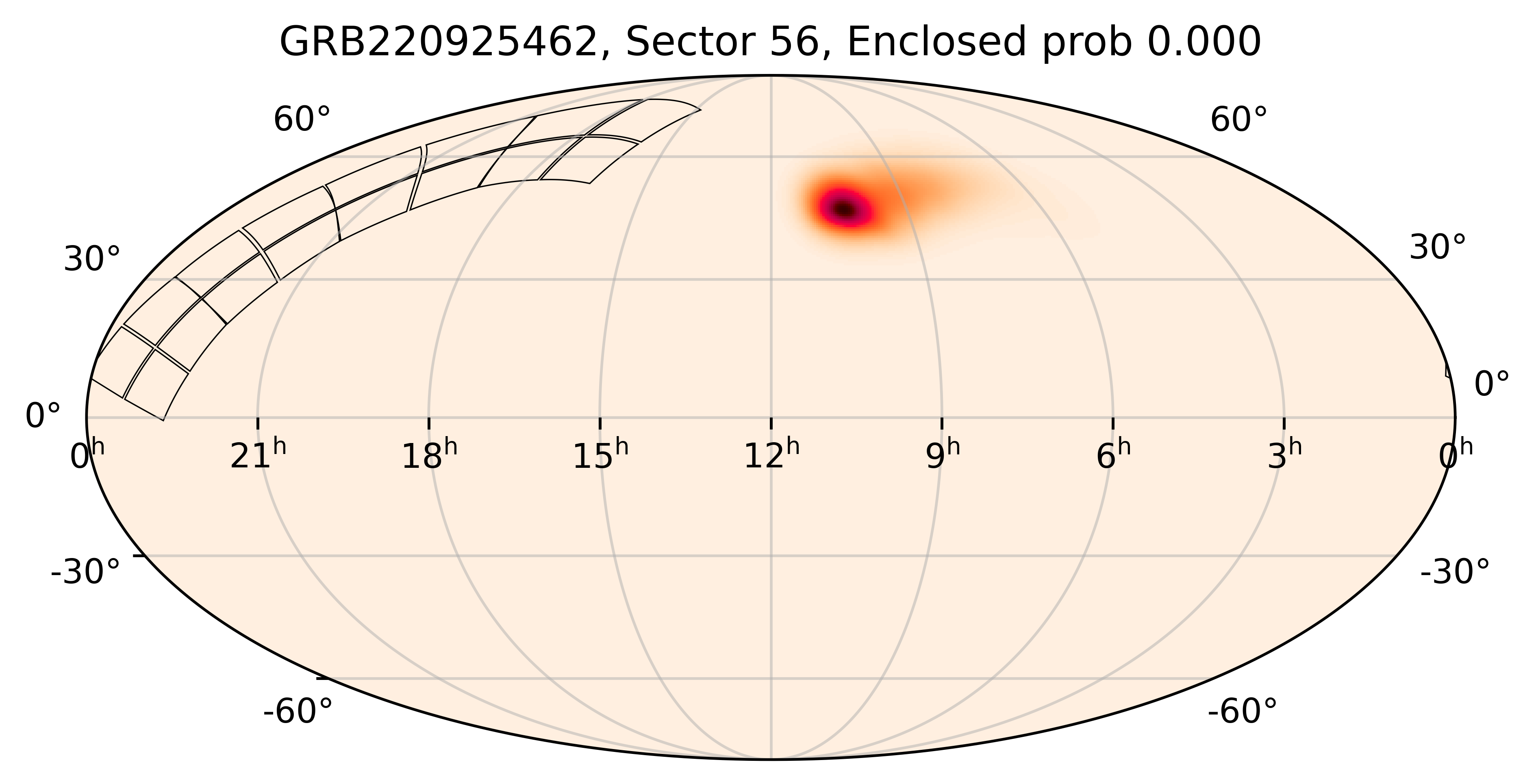 TESS Overlap Sky Map for GRB220925462 in TESS Sector56
