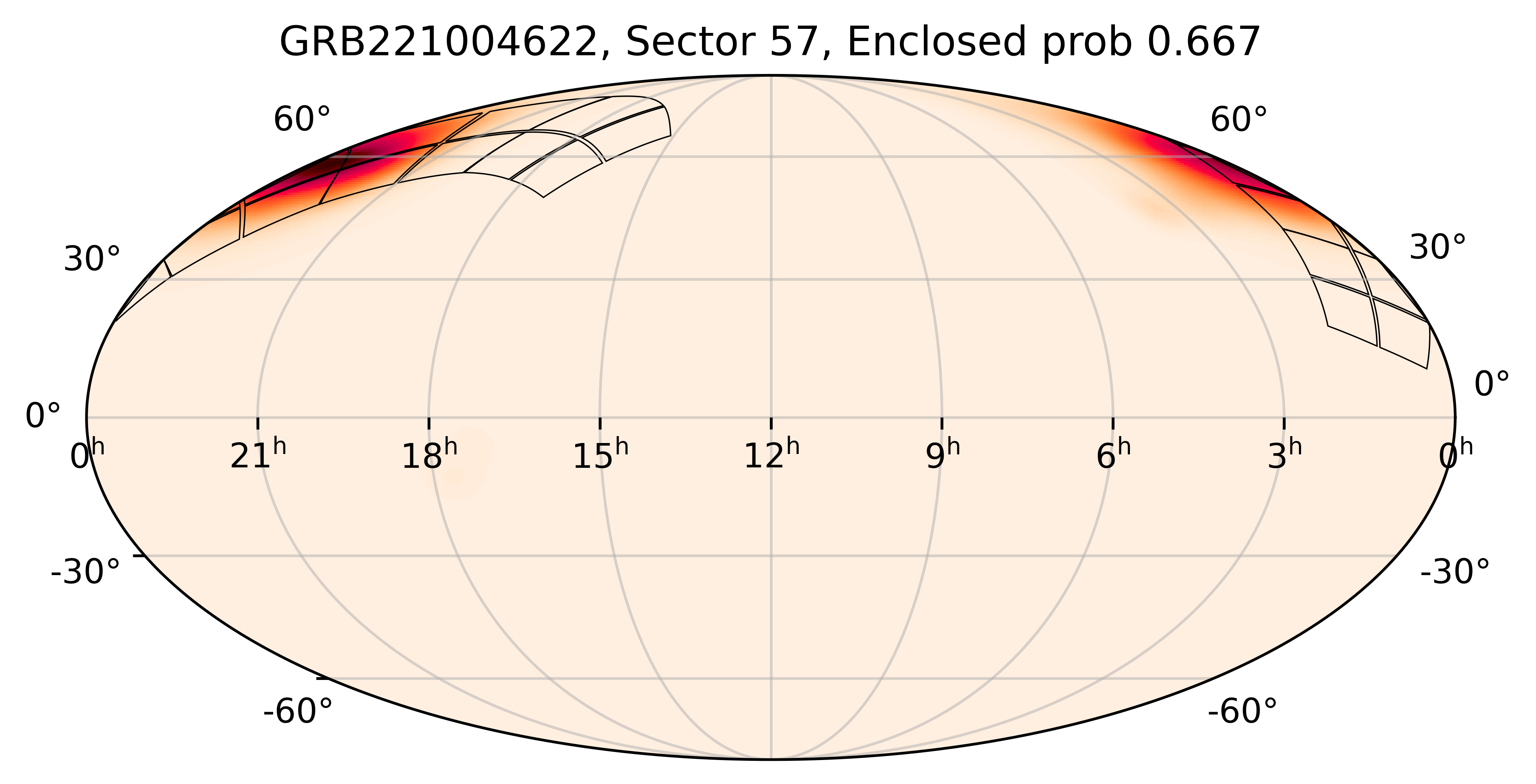 TESS Overlap Sky Map for GRB221004622 in TESS Sector57