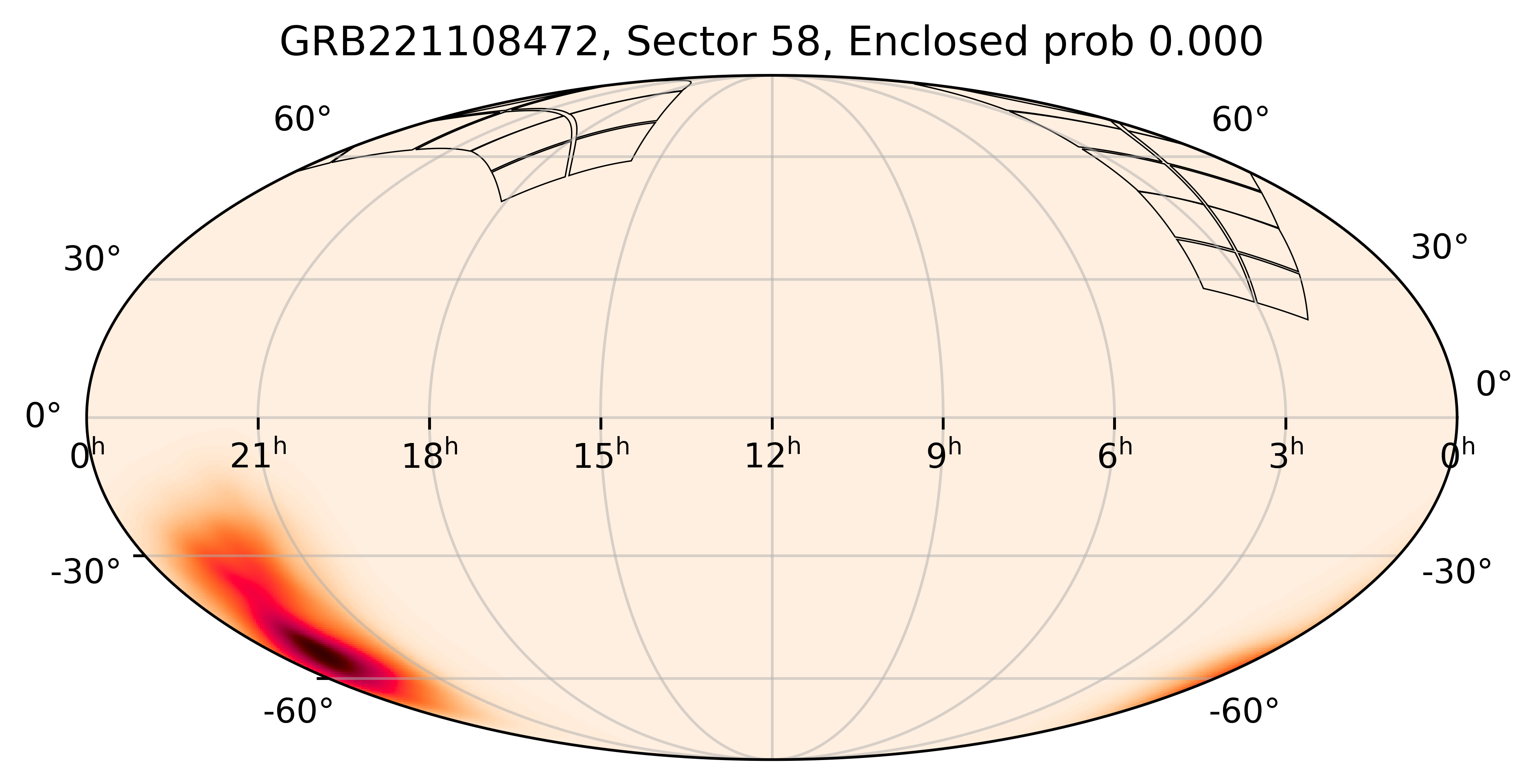TESS Overlap Sky Map for GRB221108472 in TESS Sector58