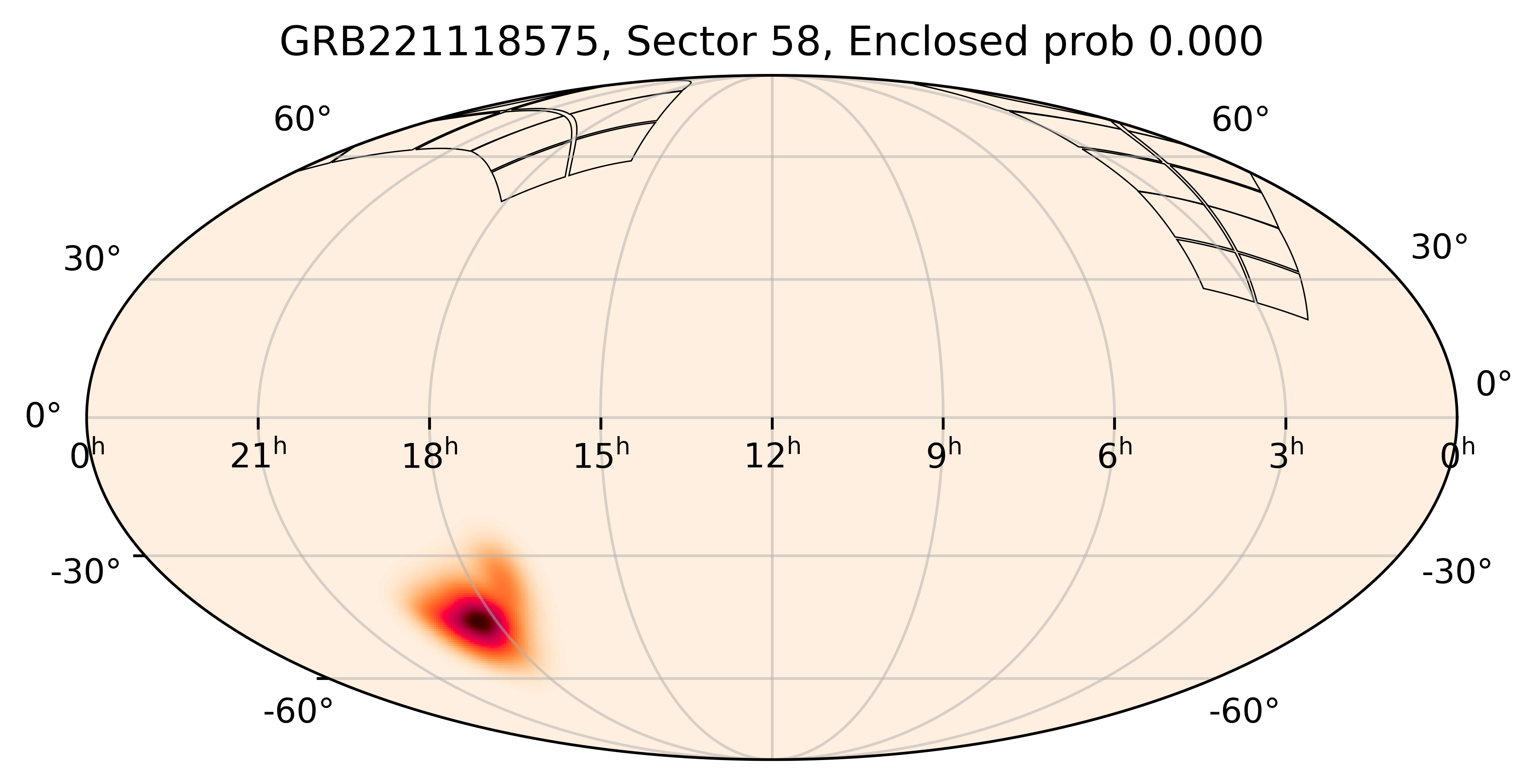 TESS Overlap Sky Map for GRB221118575 in TESS Sector58