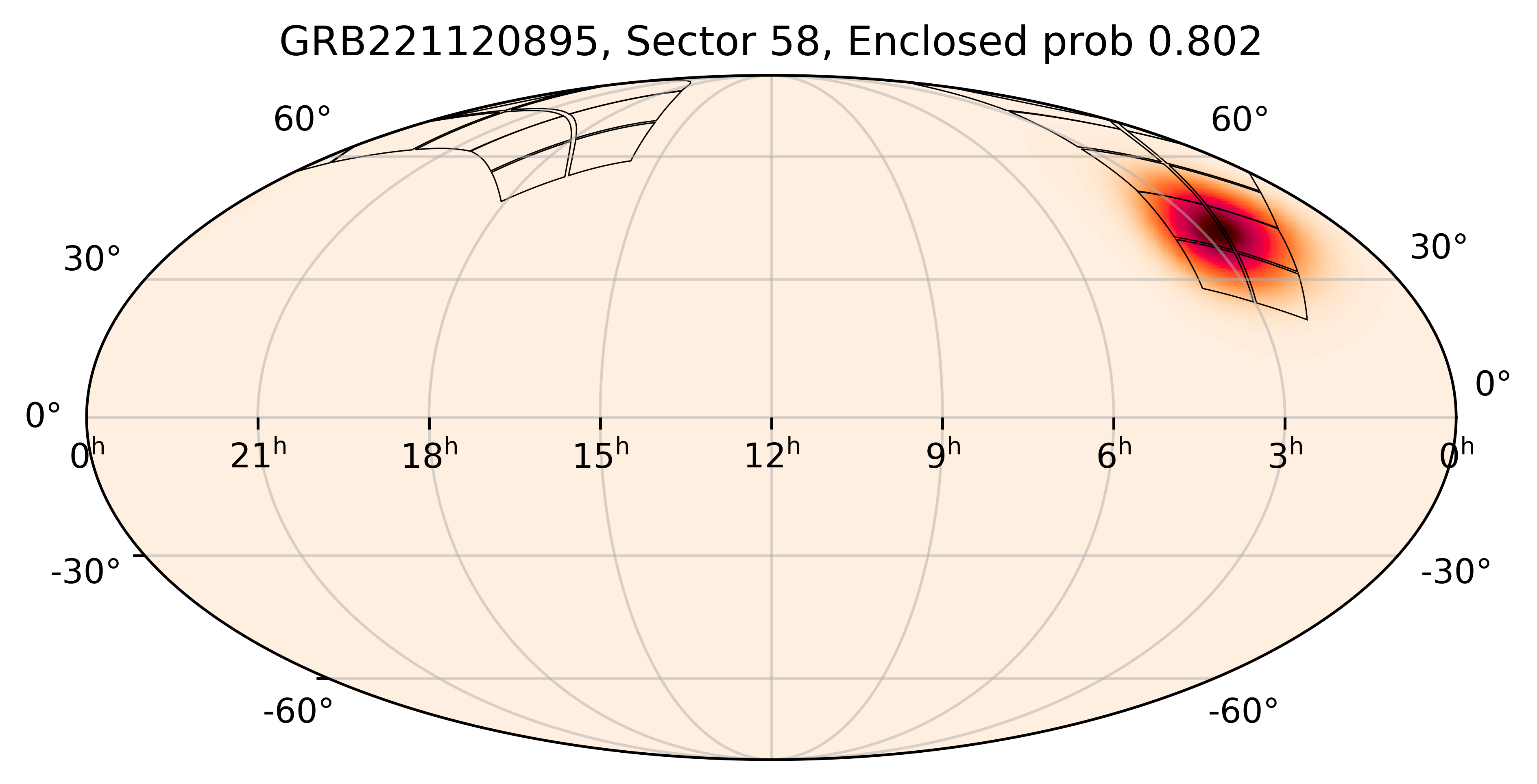 TESS Overlap Sky Map for GRB221120895 in TESS Sector58