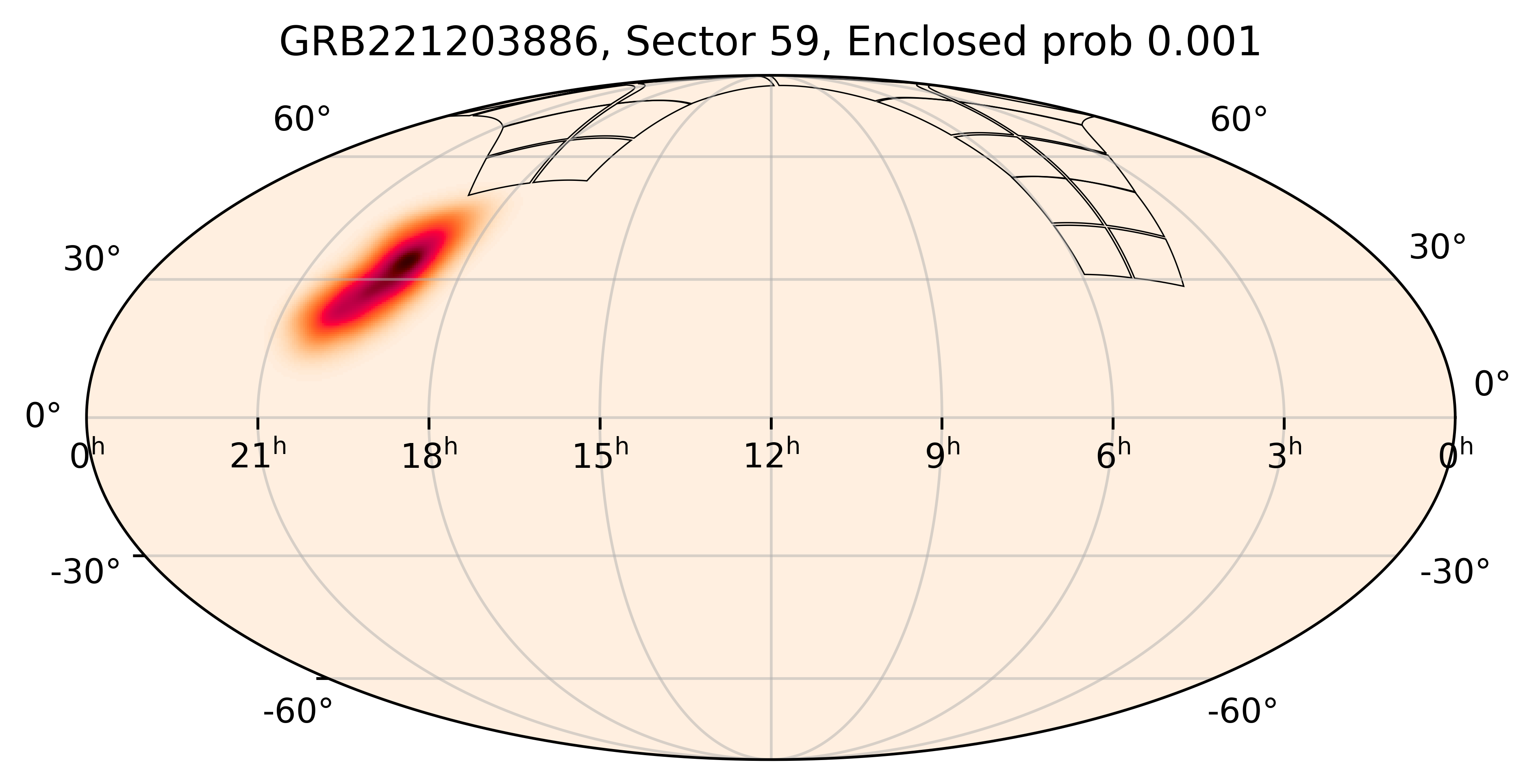 TESS Overlap Sky Map for GRB221203886 in TESS Sector59