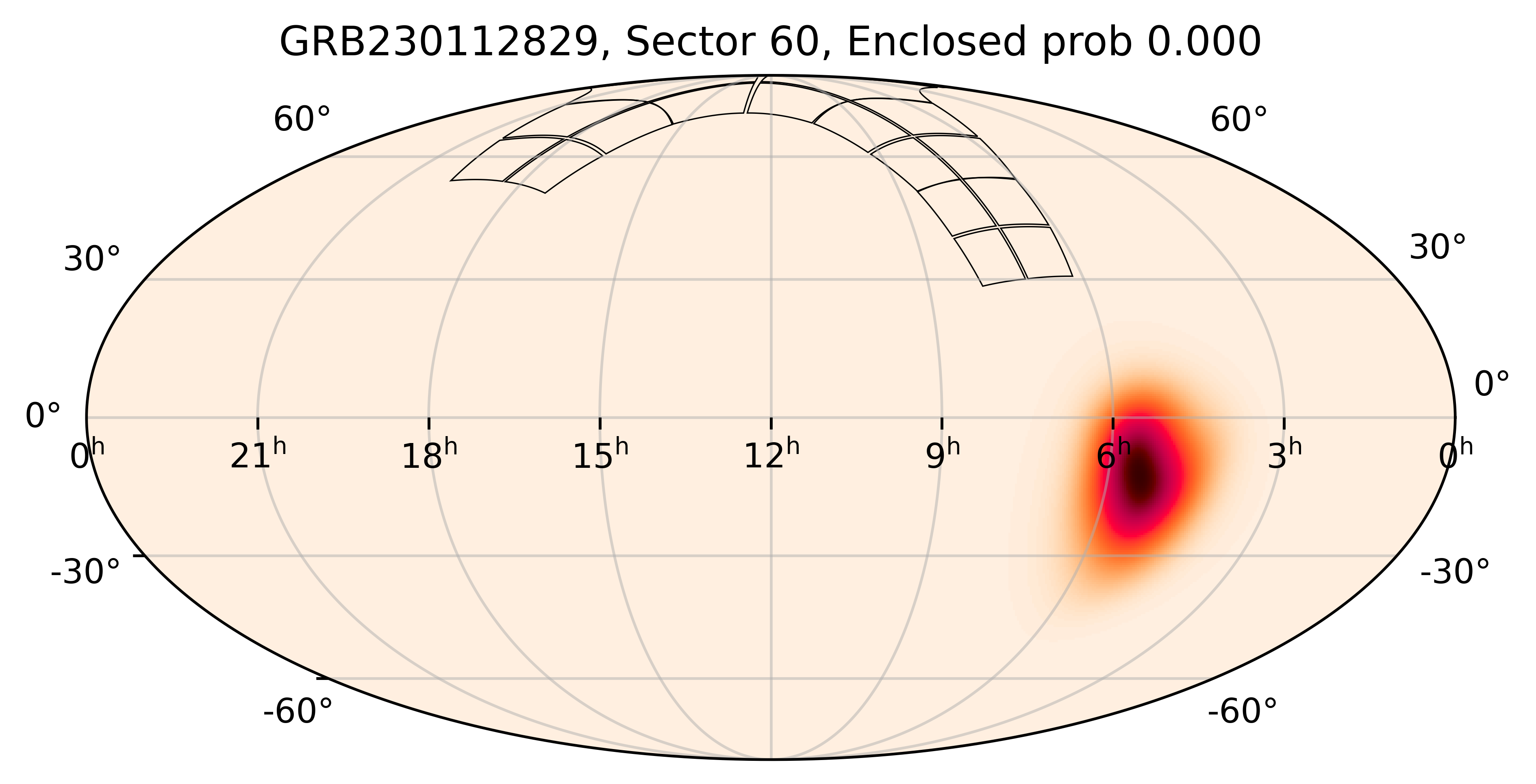 TESS Overlap Sky Map for GRB230112829 in TESS Sector60