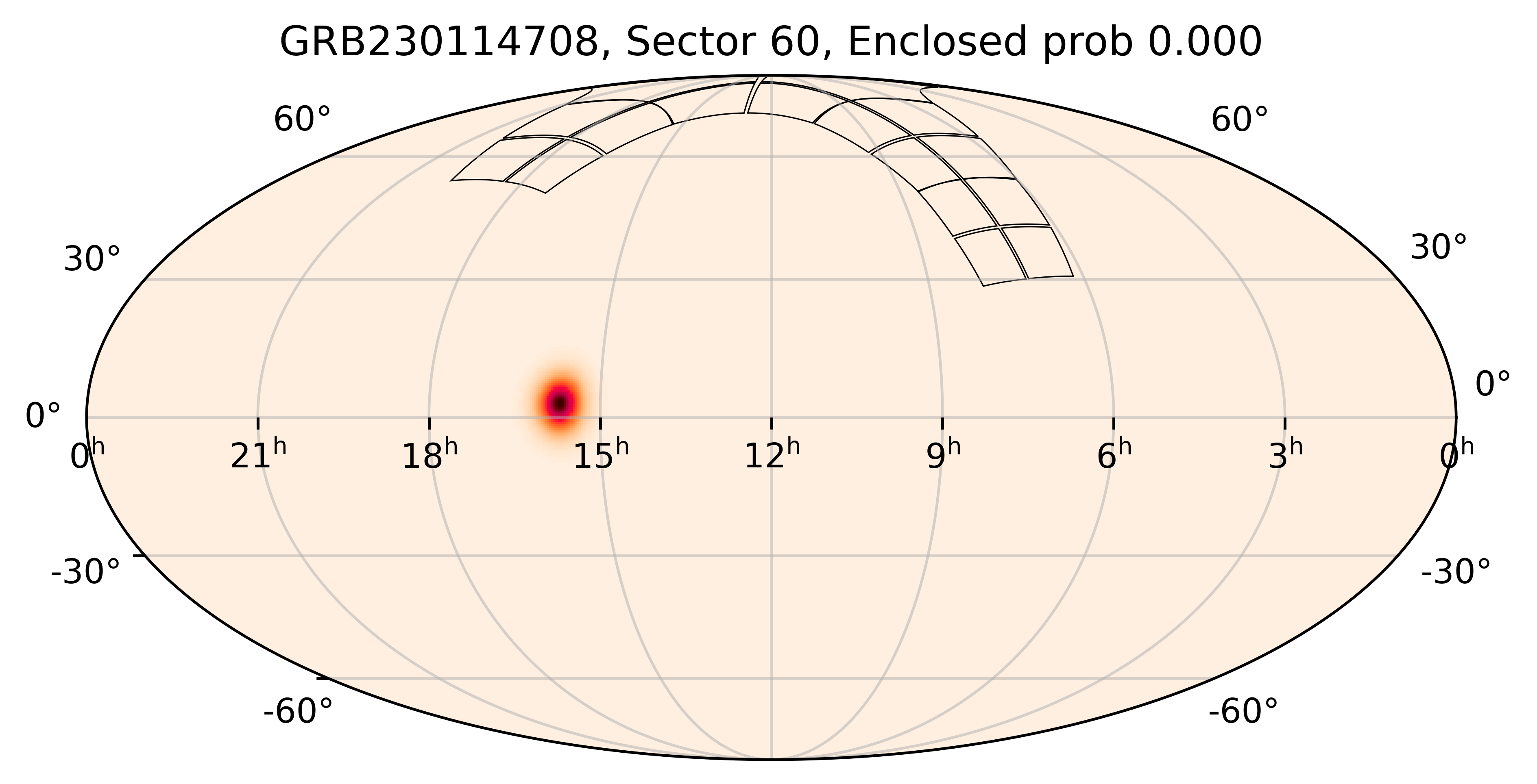 TESS Overlap Sky Map for GRB230114708 in TESS Sector60