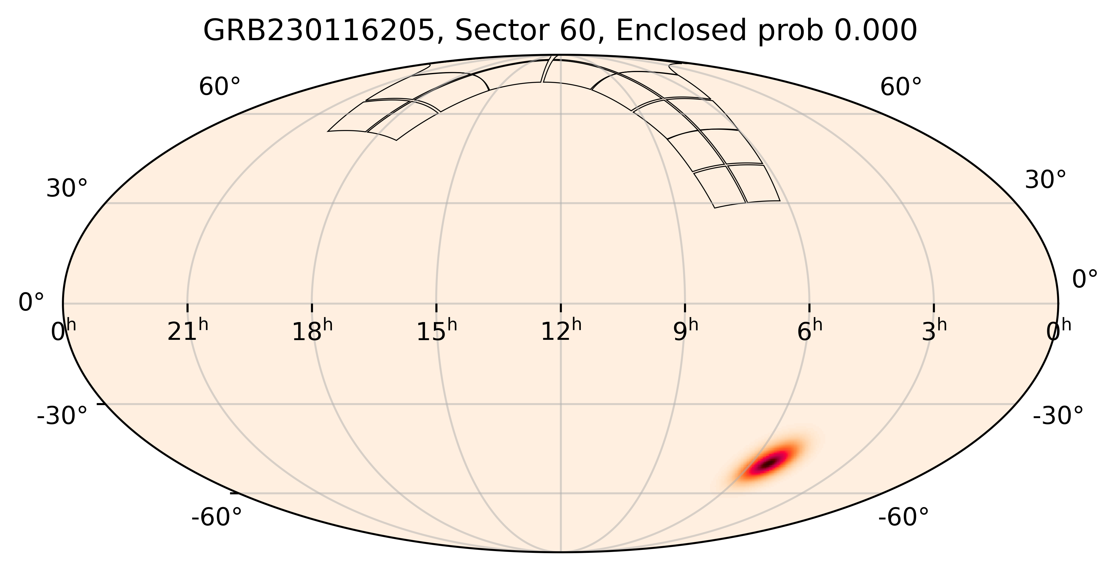 TESS Overlap Sky Map for GRB230116205 in TESS Sector60