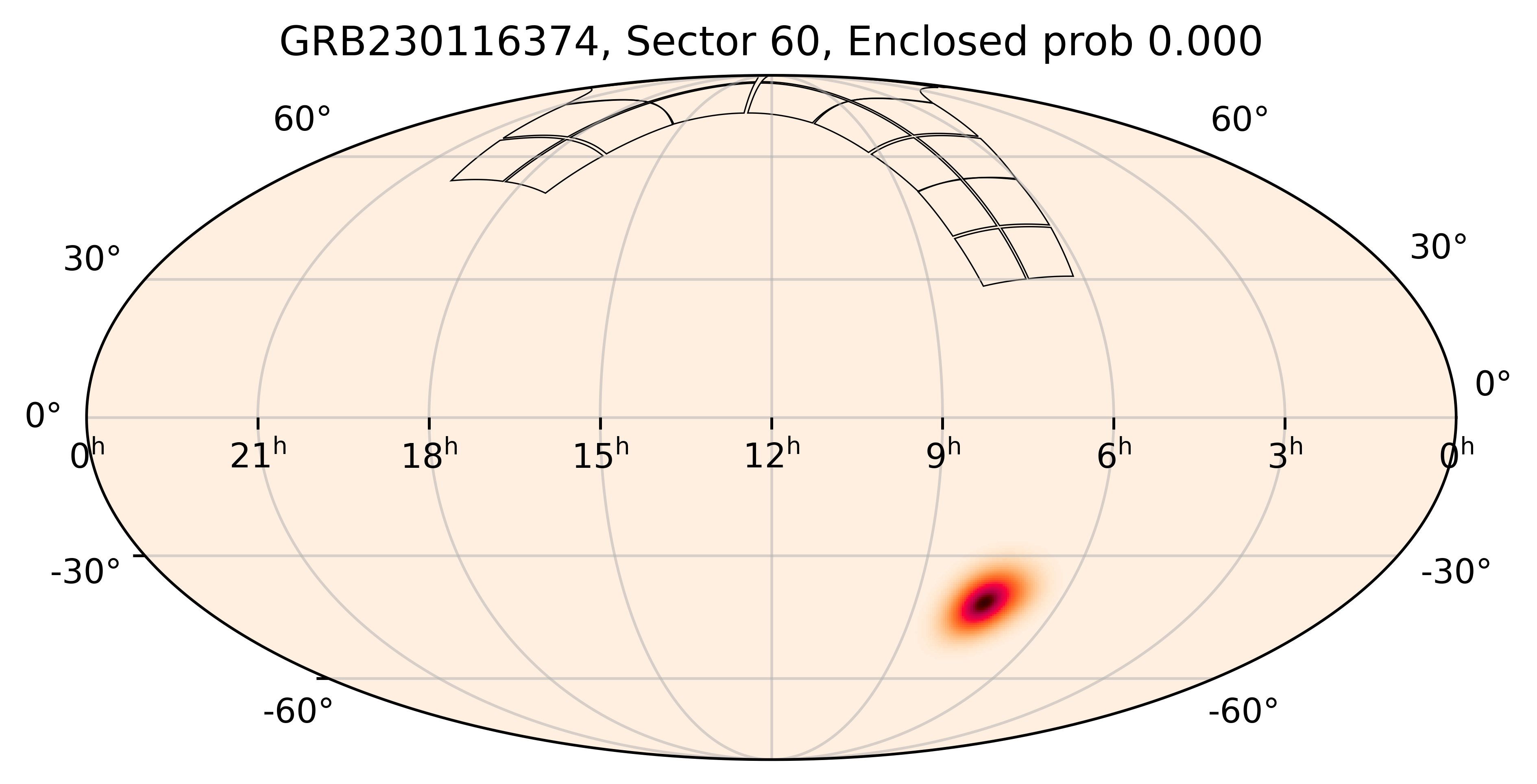 TESS Overlap Sky Map for GRB230116374 in TESS Sector60