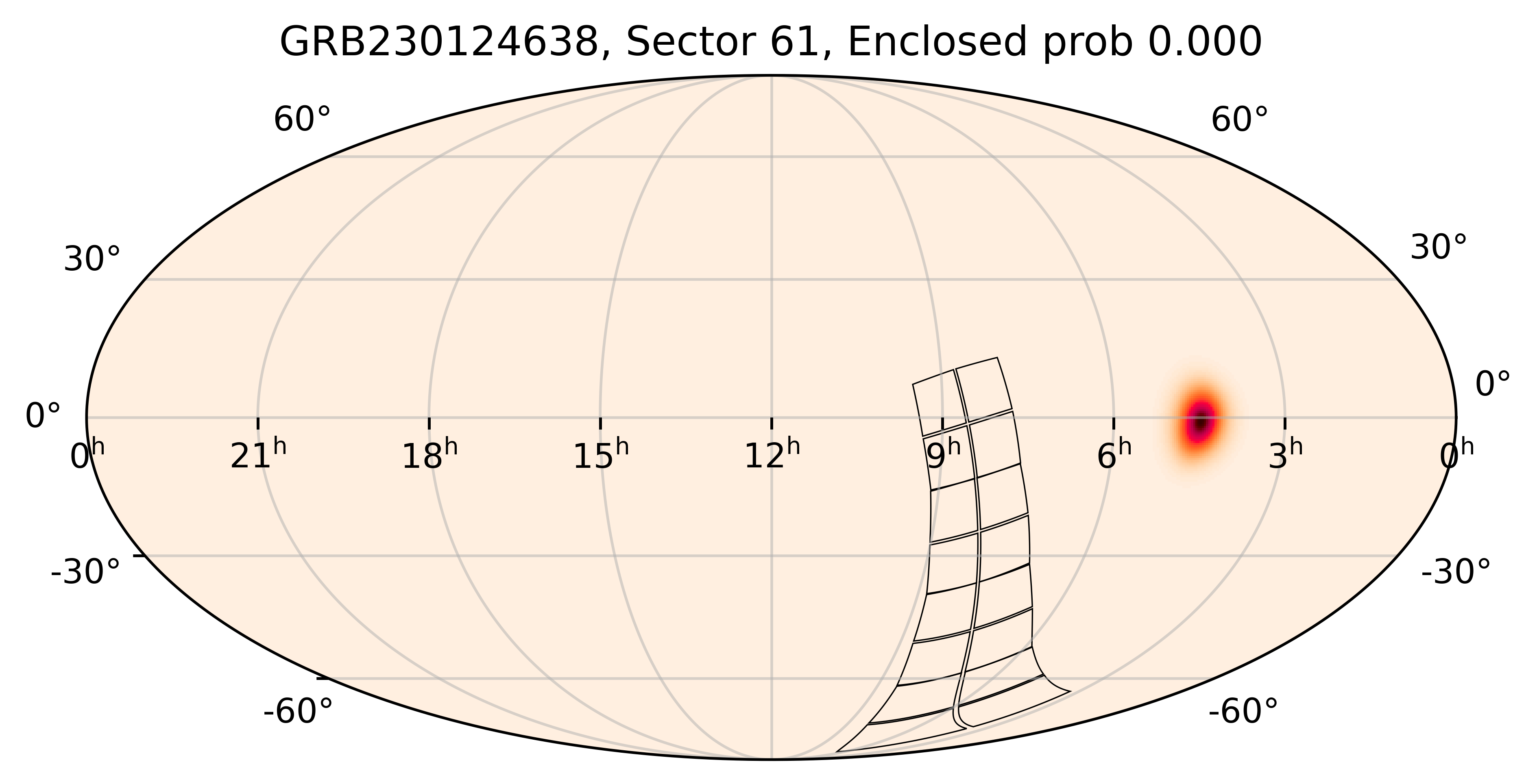 TESS Overlap Sky Map for GRB230124638 in TESS Sector61