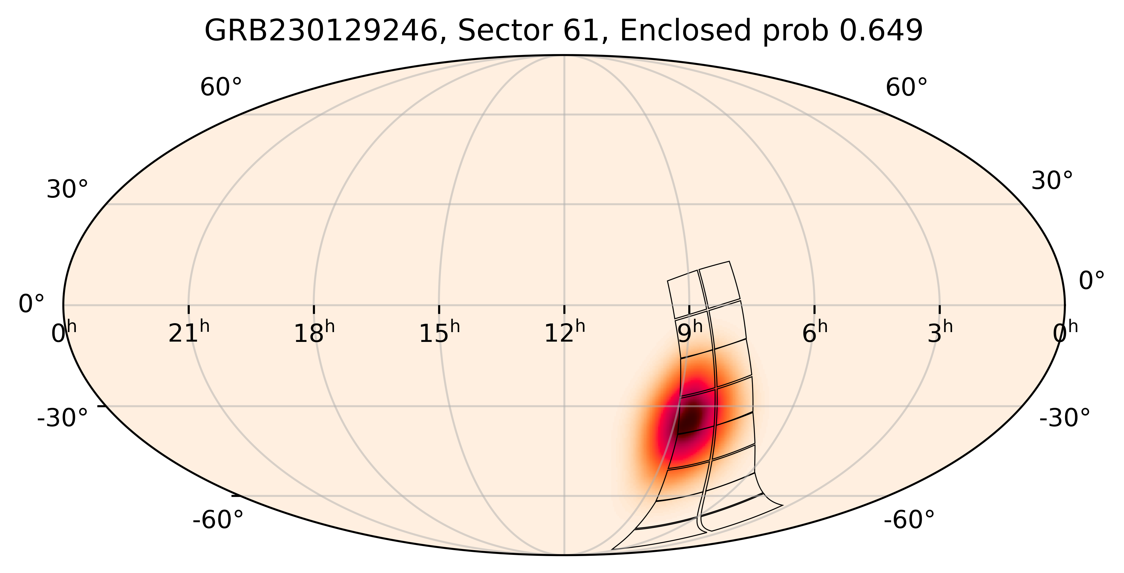 TESS Overlap Sky Map for GRB230129246 in TESS Sector61