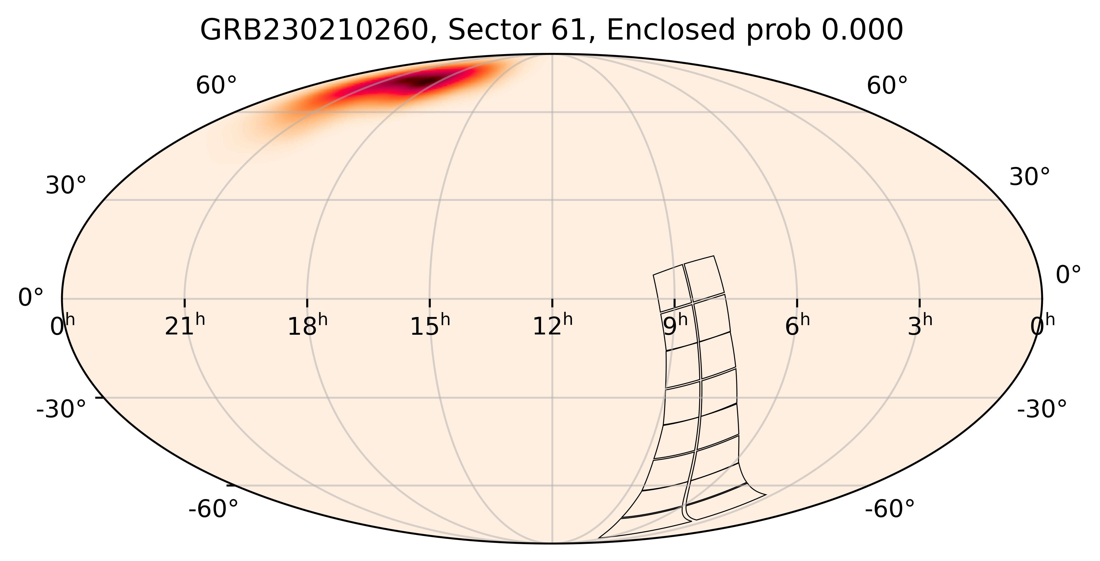 TESS Overlap Sky Map for GRB230210260 in TESS Sector61