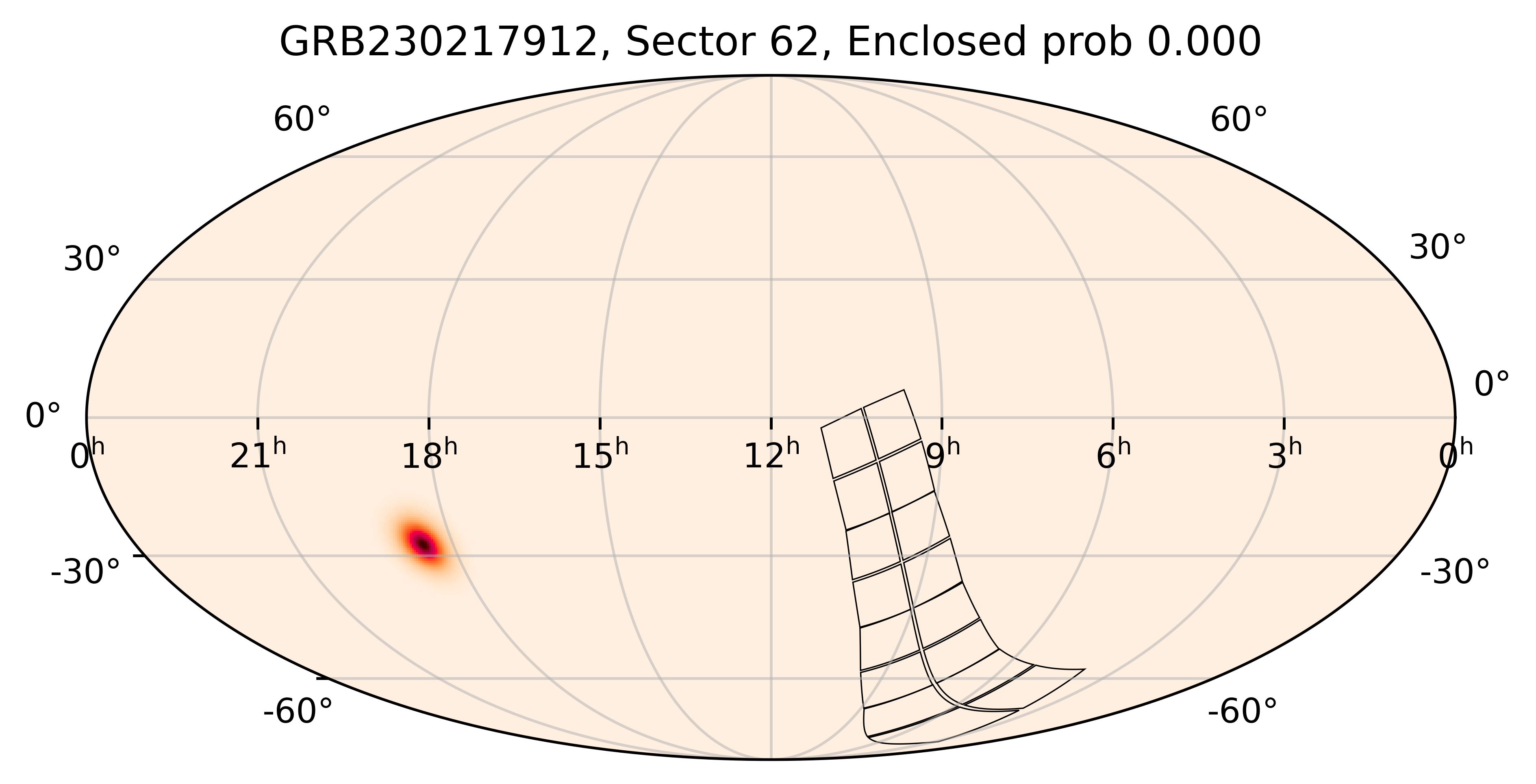TESS Overlap Sky Map for GRB230217912 in TESS Sector62