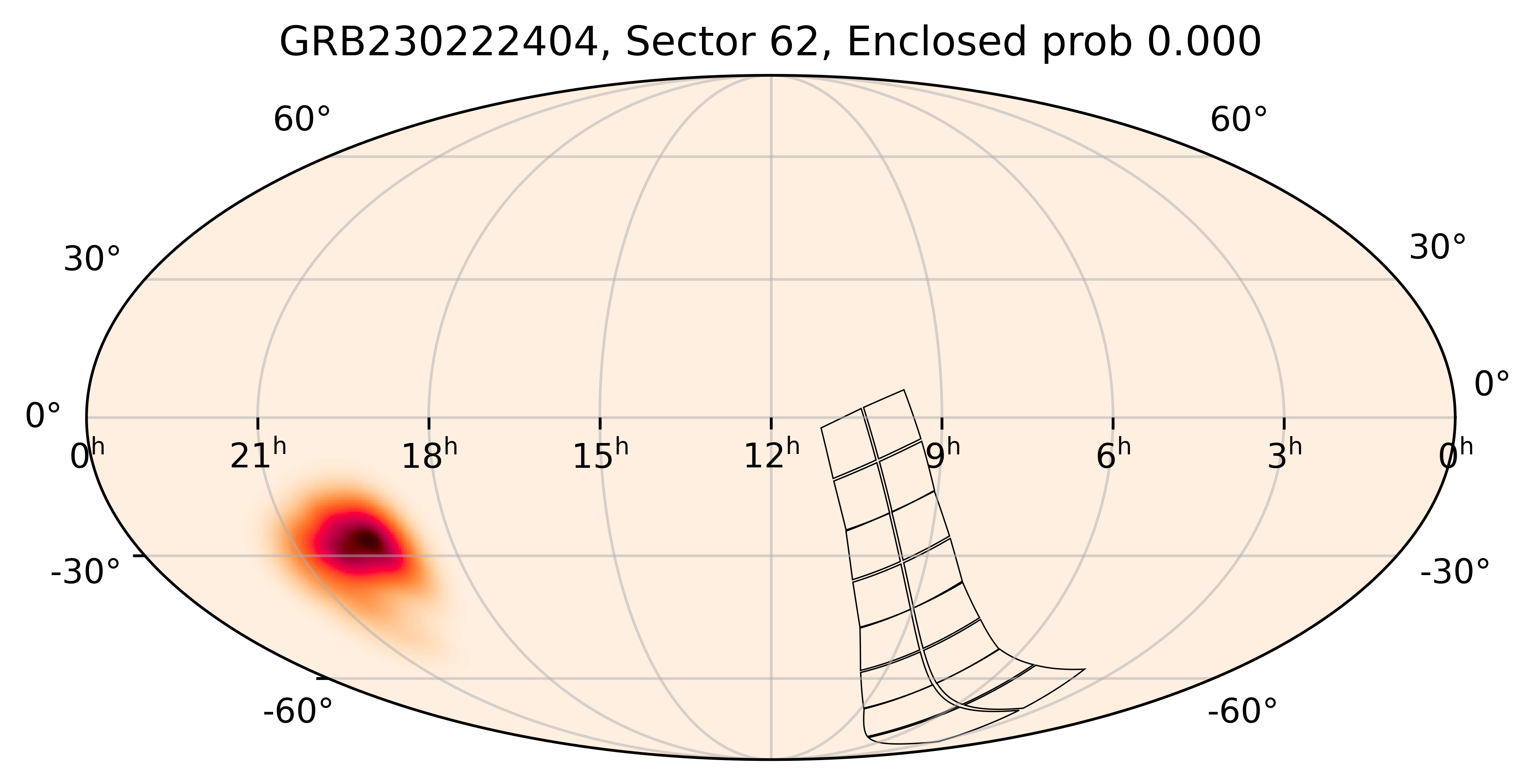 TESS Overlap Sky Map for GRB230222404 in TESS Sector62