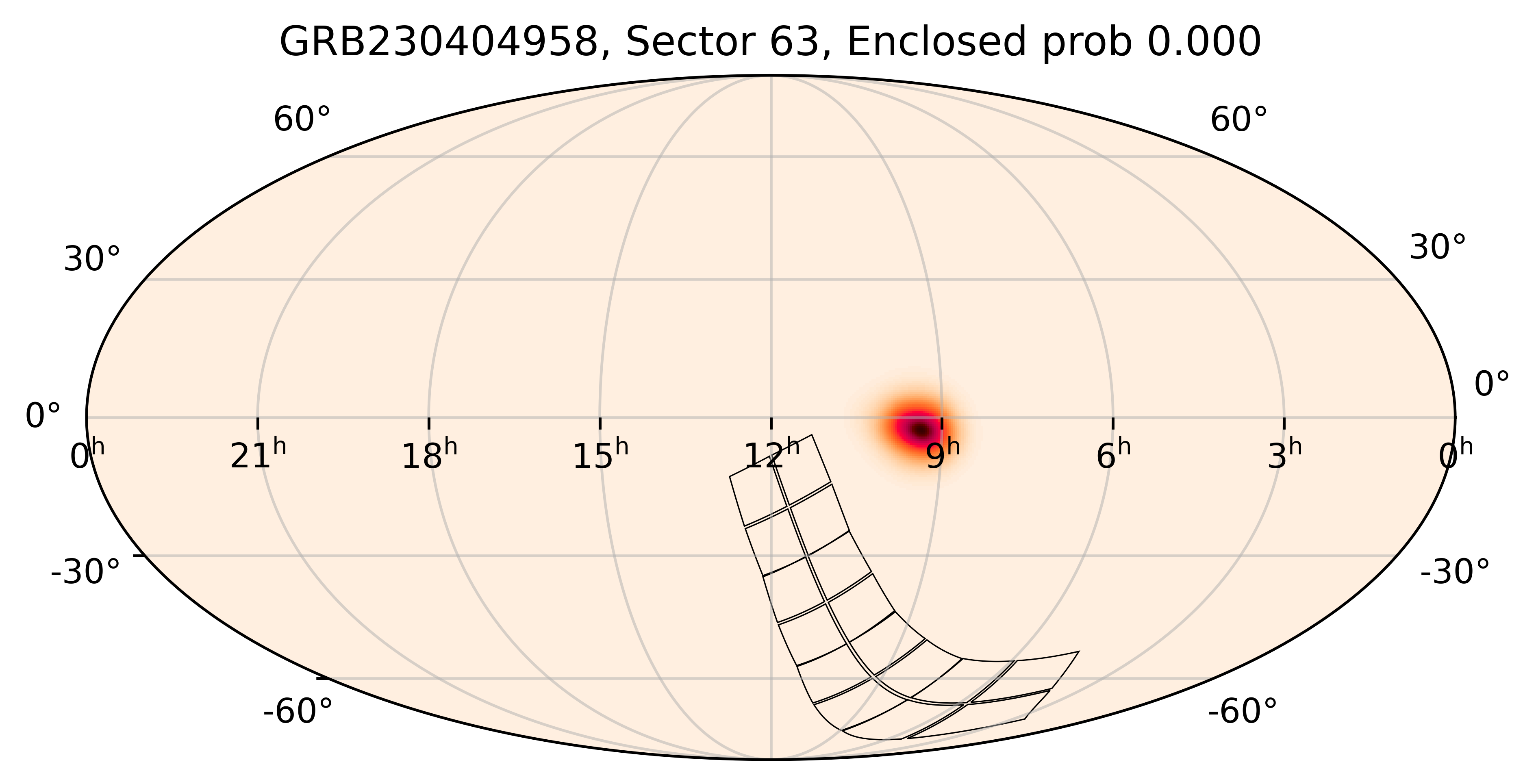 TESS Overlap Sky Map for GRB230404958 in TESS Sector63