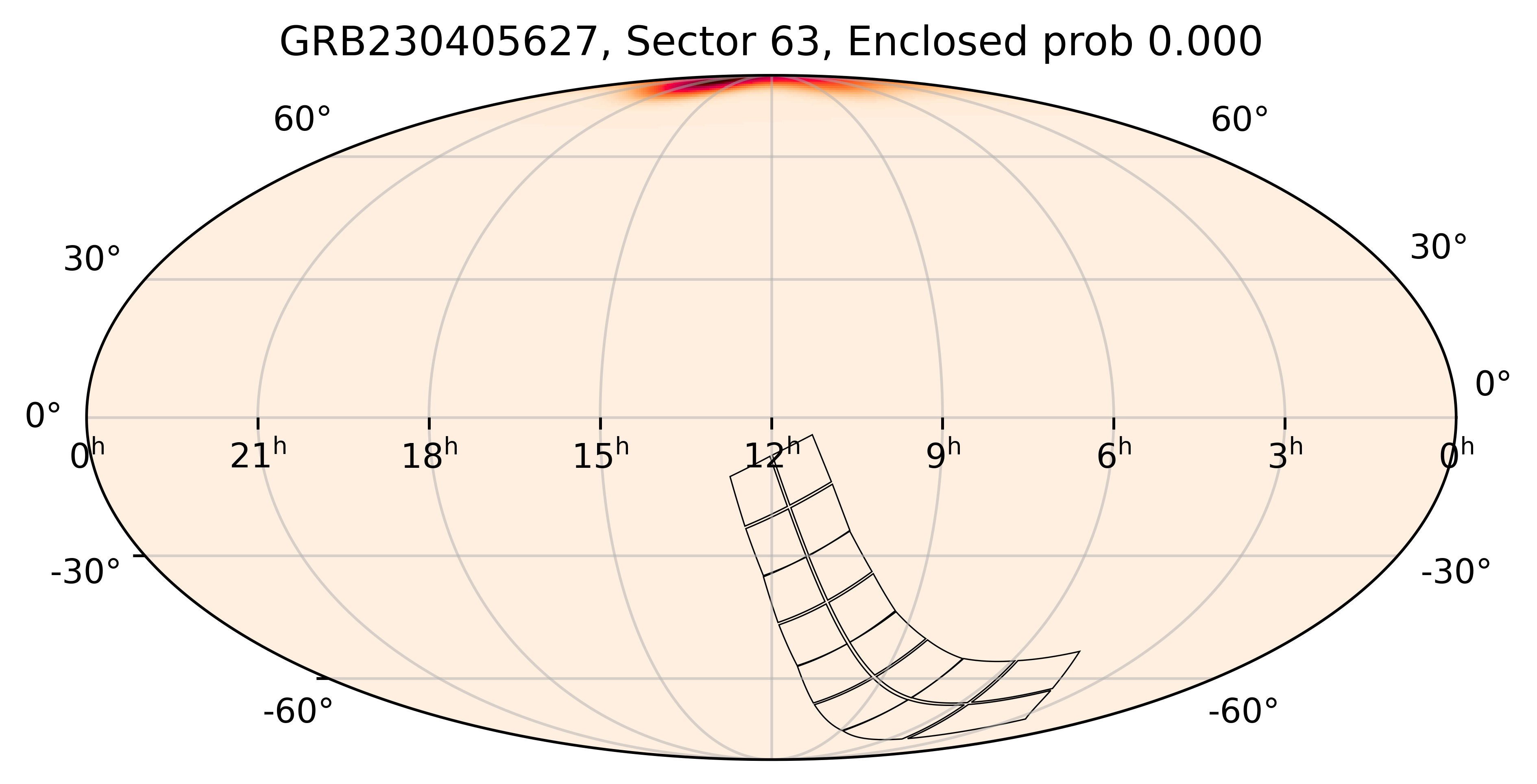 TESS Overlap Sky Map for GRB230405627 in TESS Sector63