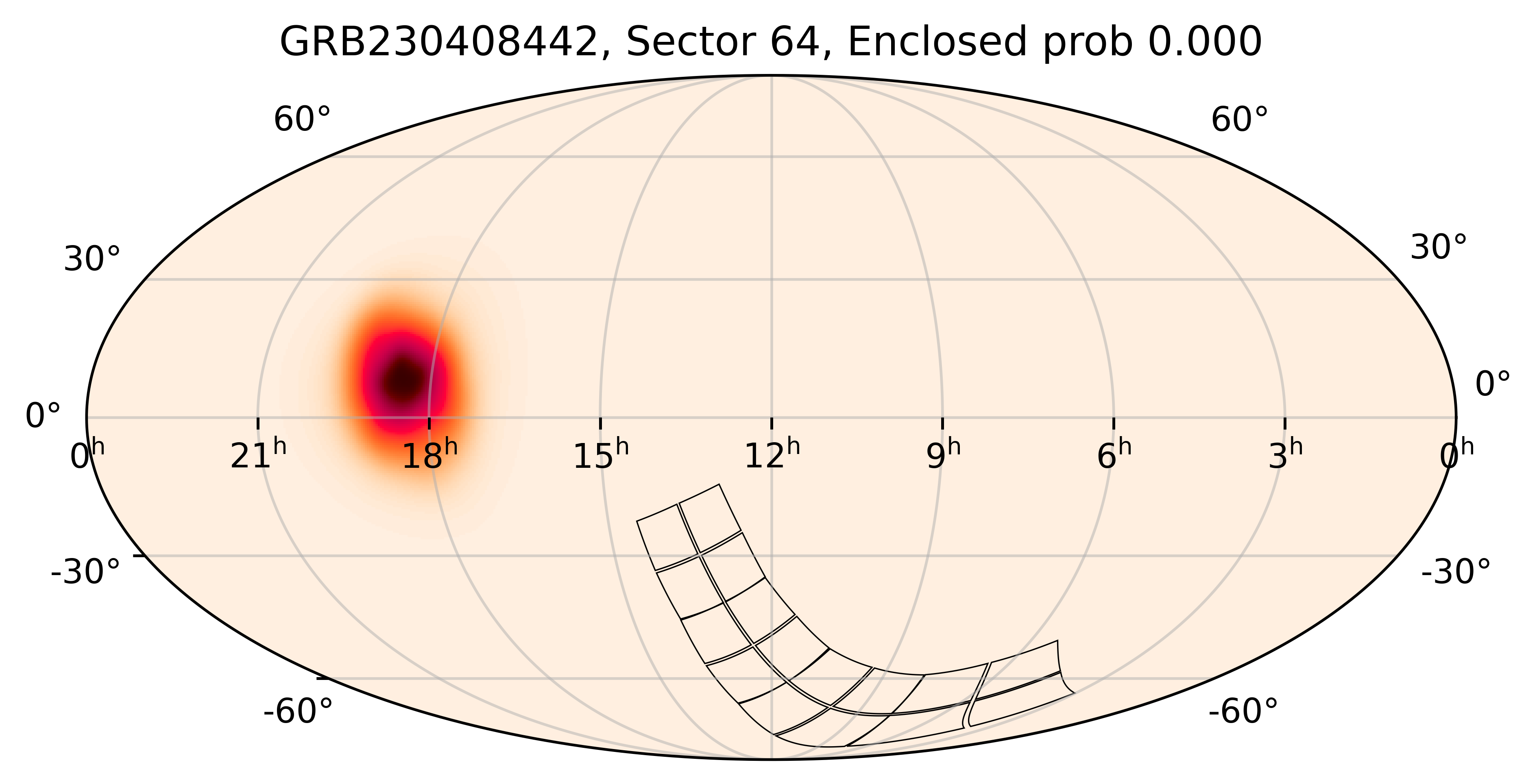 TESS Overlap Sky Map for GRB230408442 in TESS Sector64