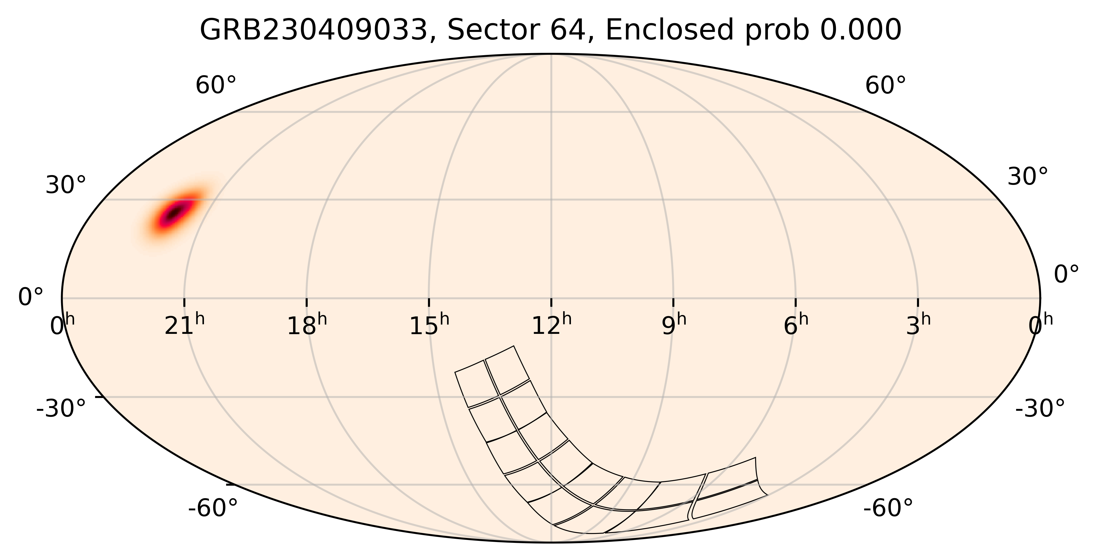 TESS Overlap Sky Map for GRB230409033 in TESS Sector64