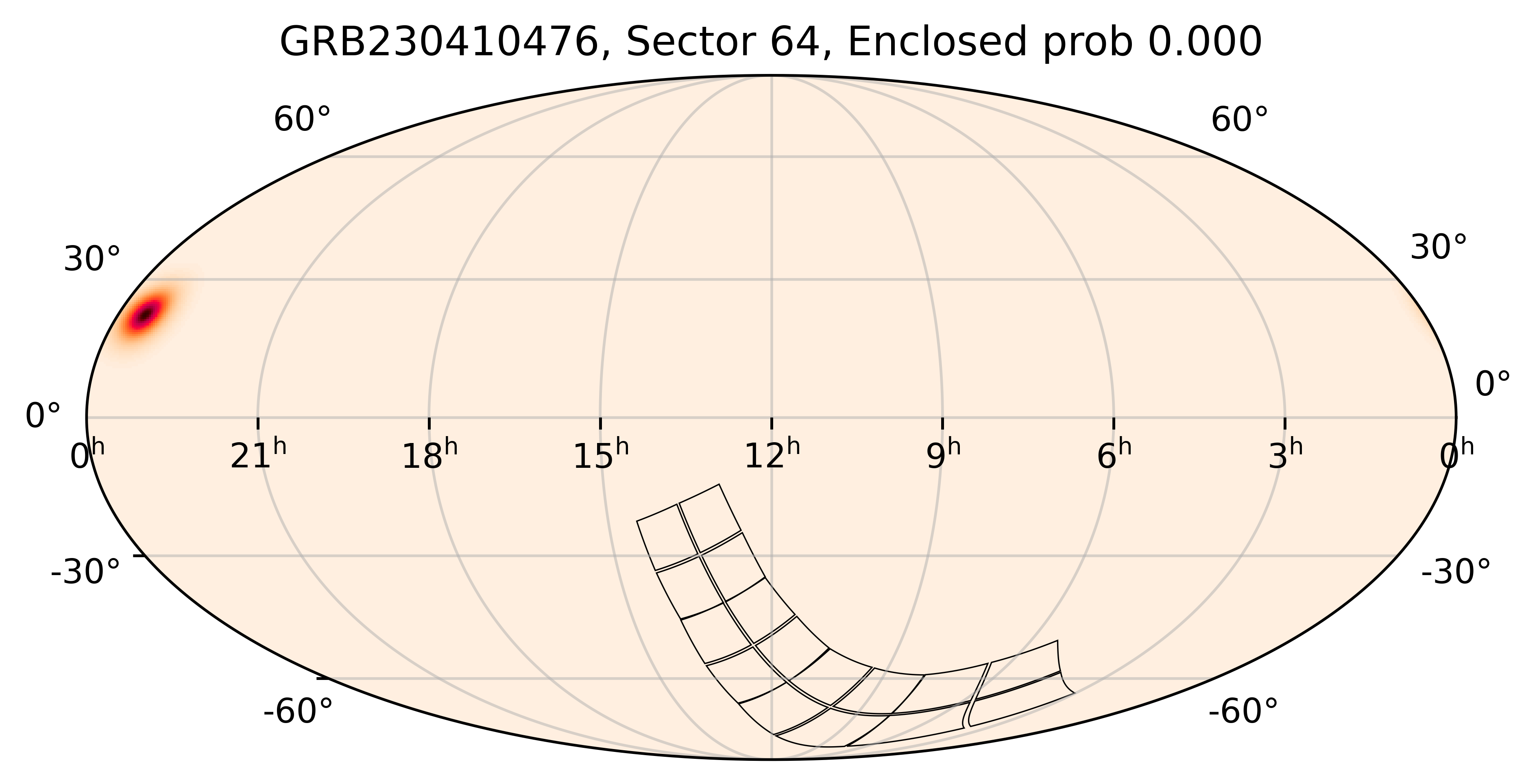 TESS Overlap Sky Map for GRB230410476 in TESS Sector64