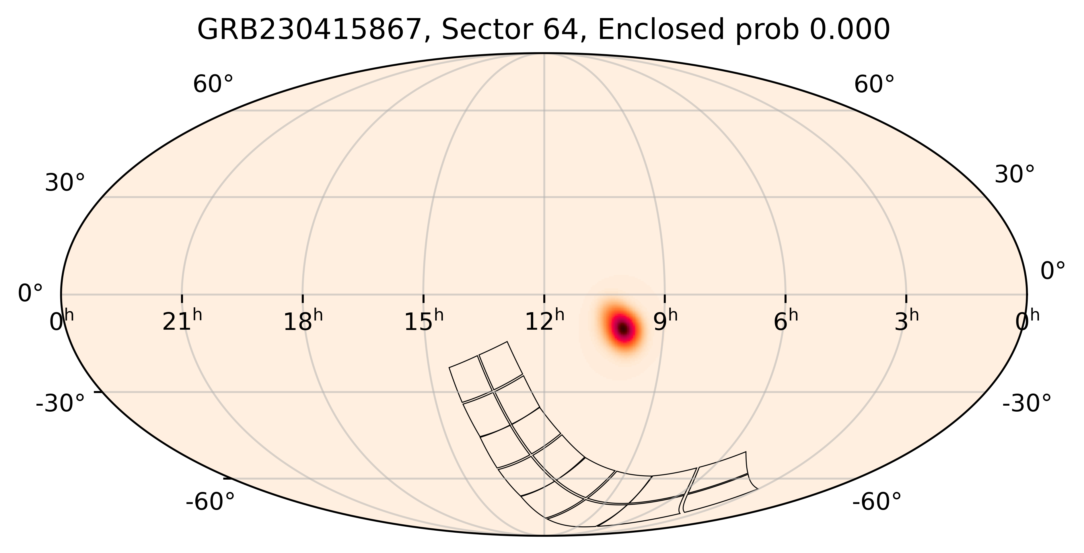 TESS Overlap Sky Map for GRB230415867 in TESS Sector64