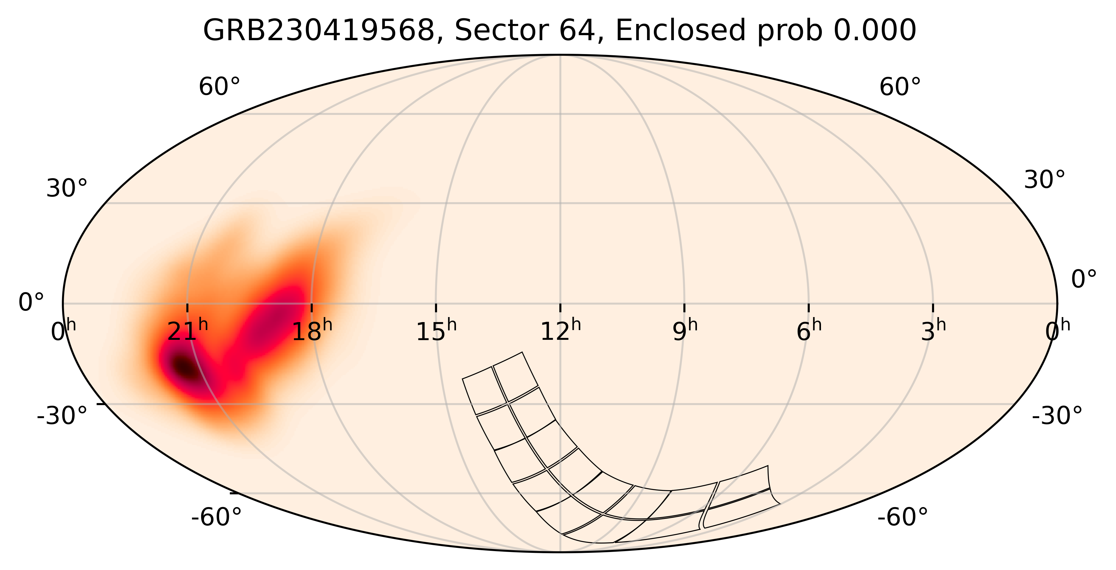 TESS Overlap Sky Map for GRB230419568 in TESS Sector64