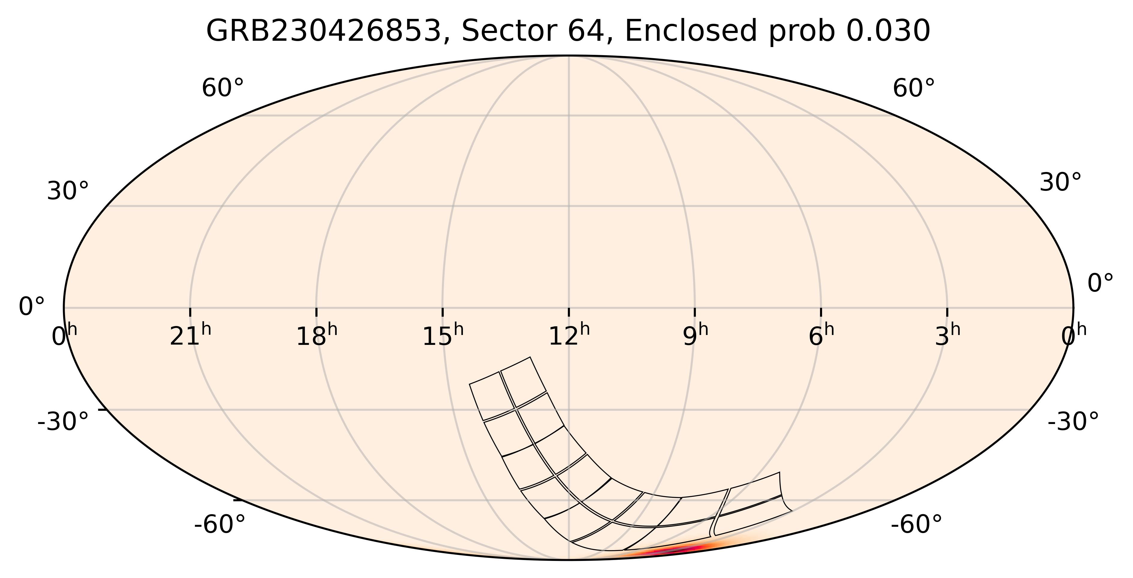 TESS Overlap Sky Map for GRB230426853 in TESS Sector64