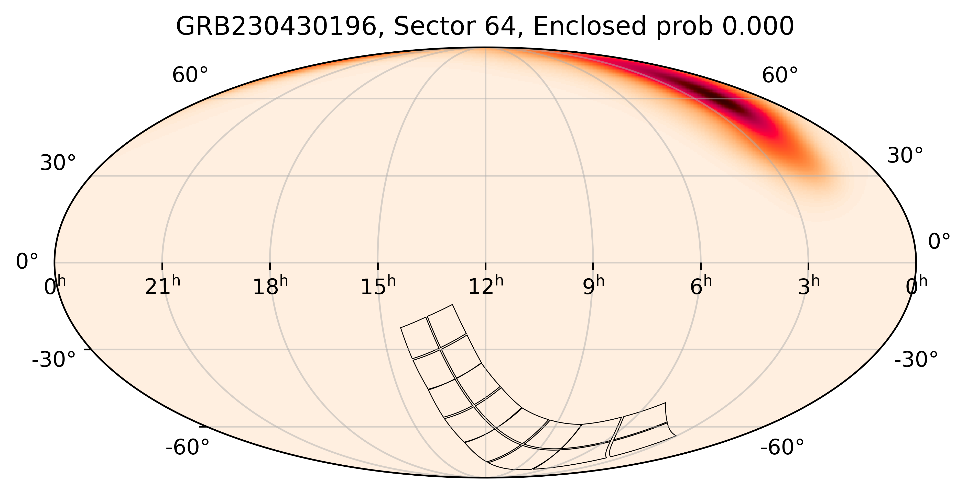 TESS Overlap Sky Map for GRB230430196 in TESS Sector64