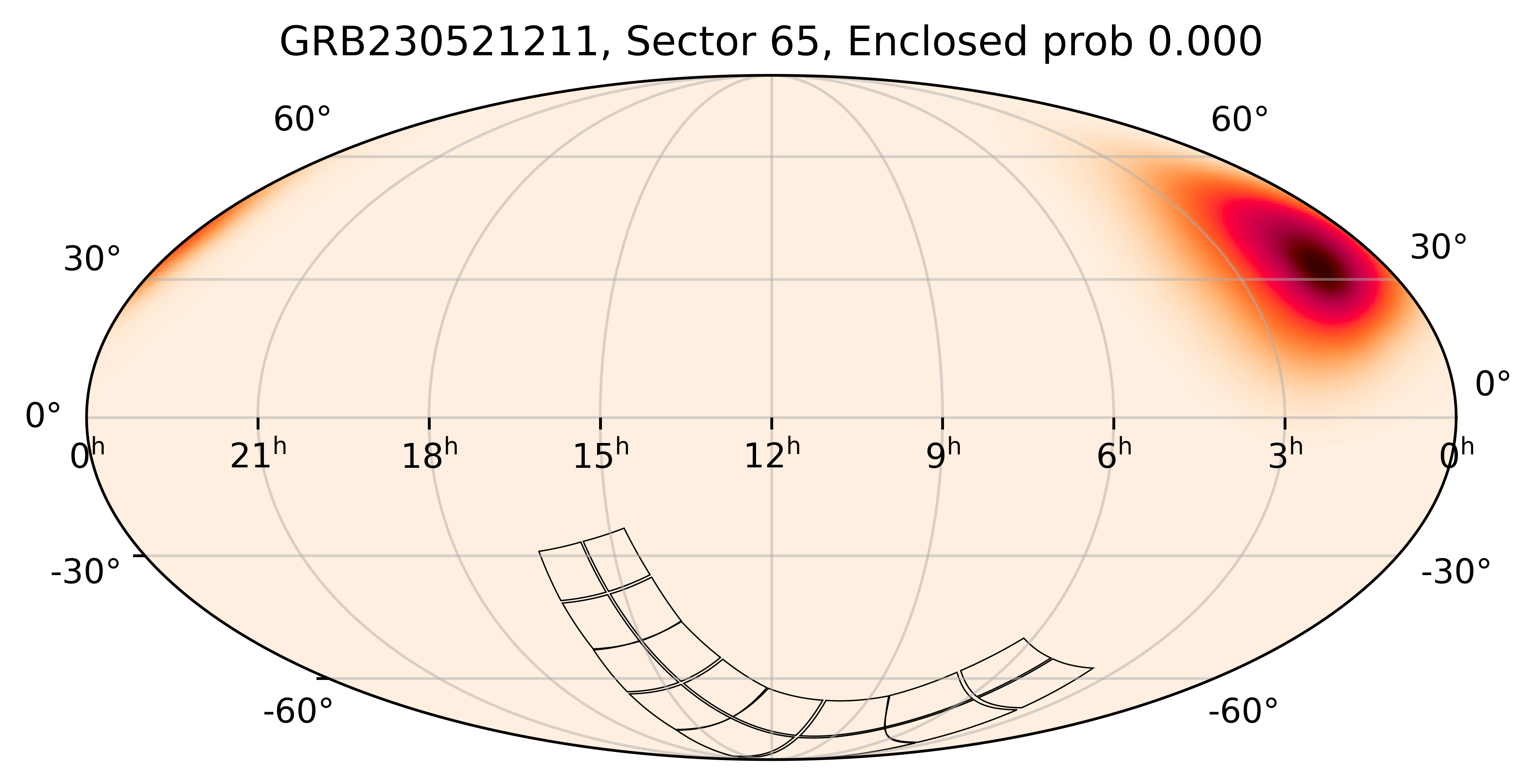 TESS Overlap Sky Map for GRB230521211 in TESS Sector65