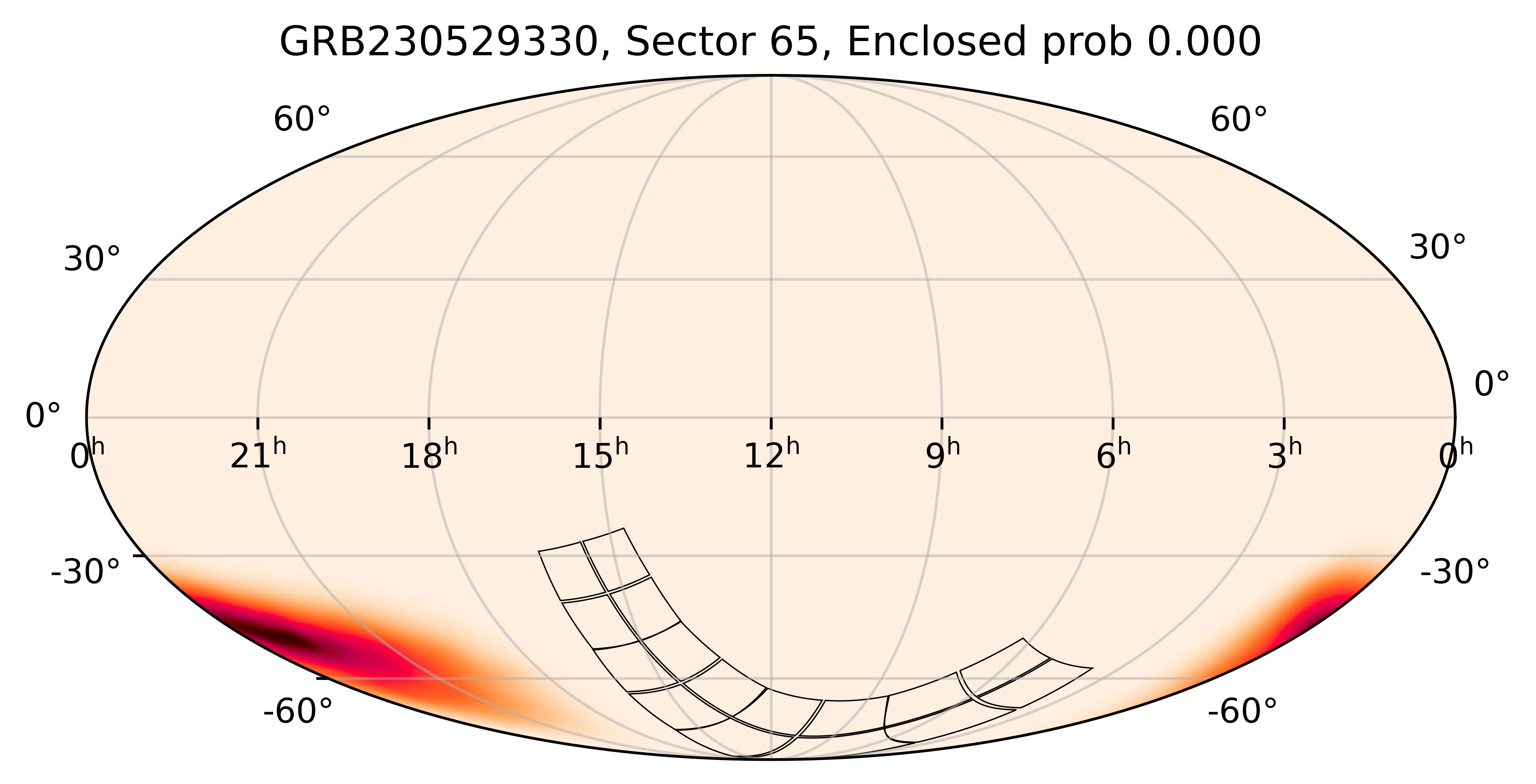 TESS Overlap Sky Map for GRB230529330 in TESS Sector65