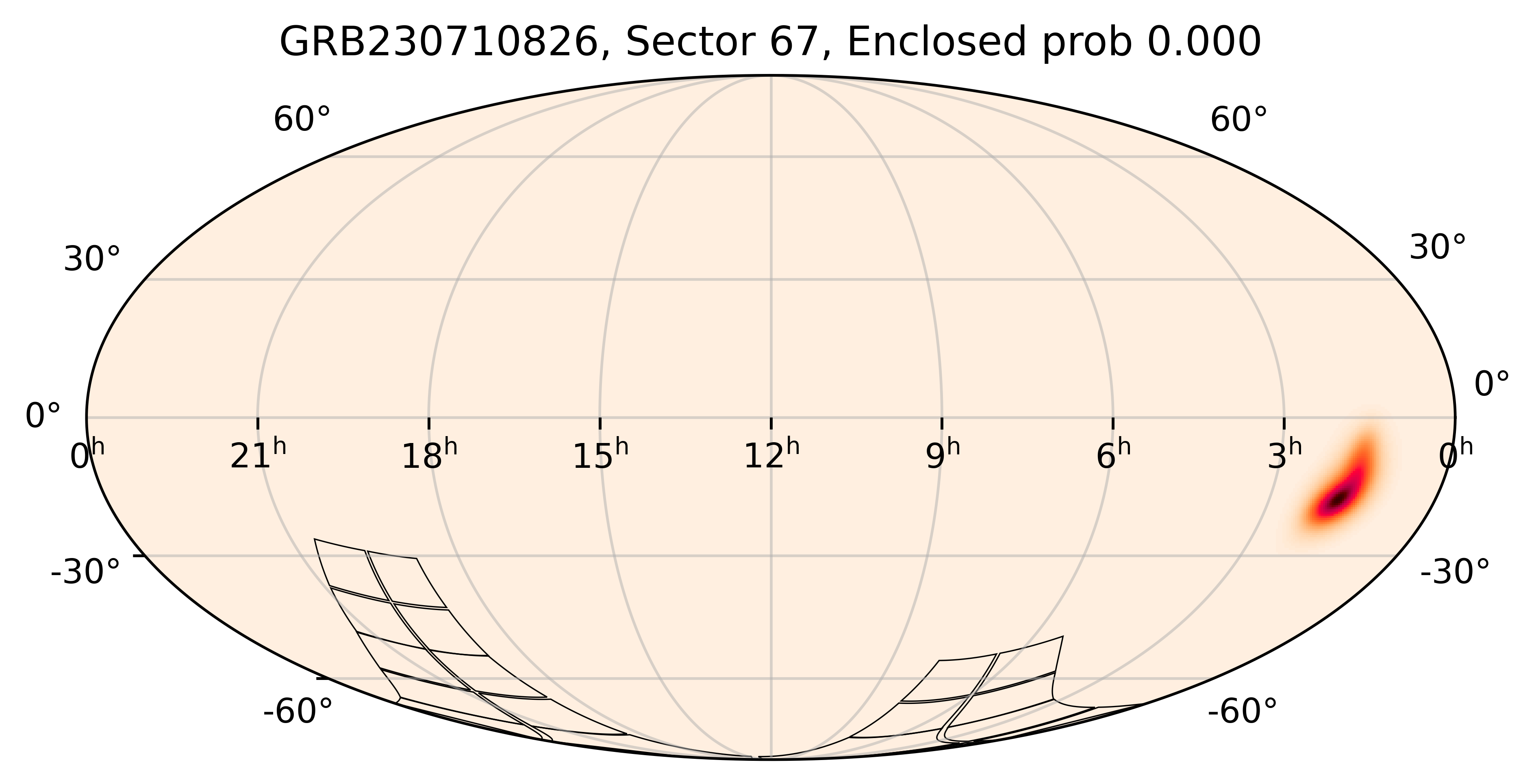 TESS Overlap Sky Map for GRB230710826 in TESS Sector67