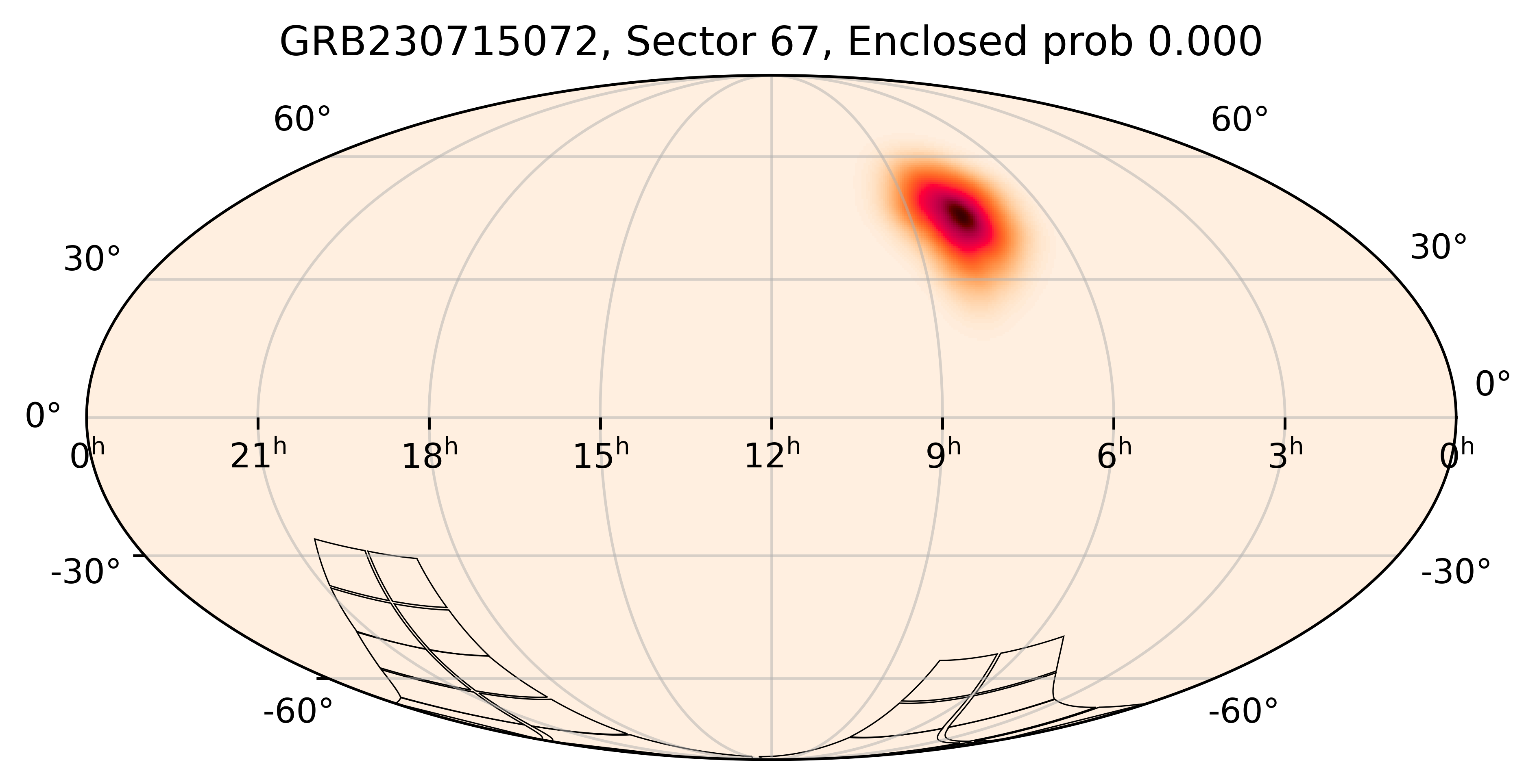 TESS Overlap Sky Map for GRB230715072 in TESS Sector67