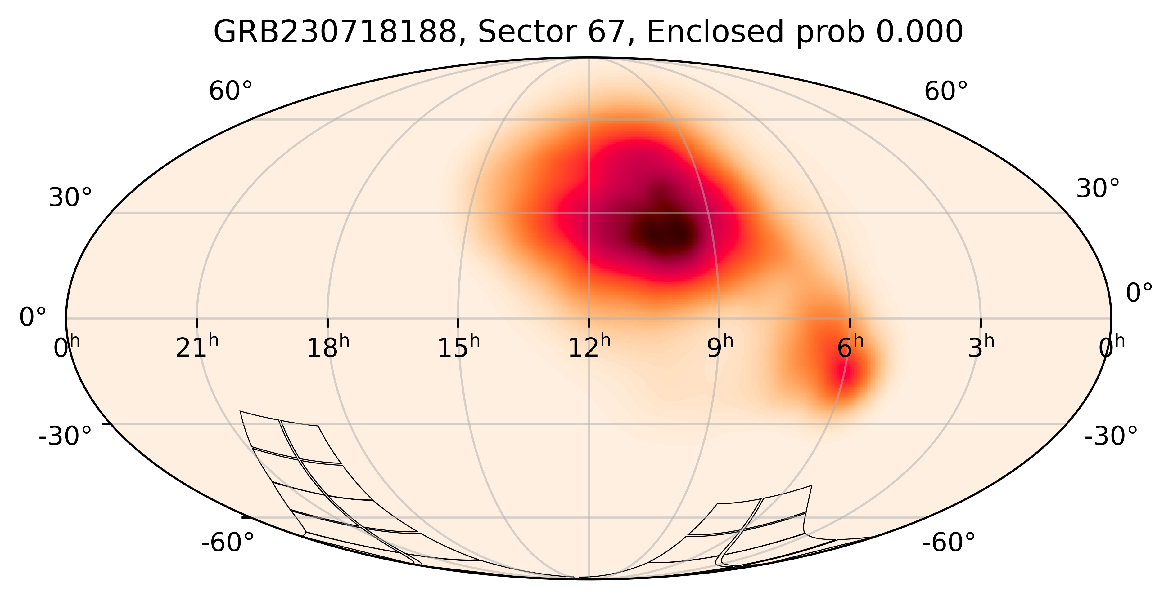 TESS Overlap Sky Map for GRB230718188 in TESS Sector67