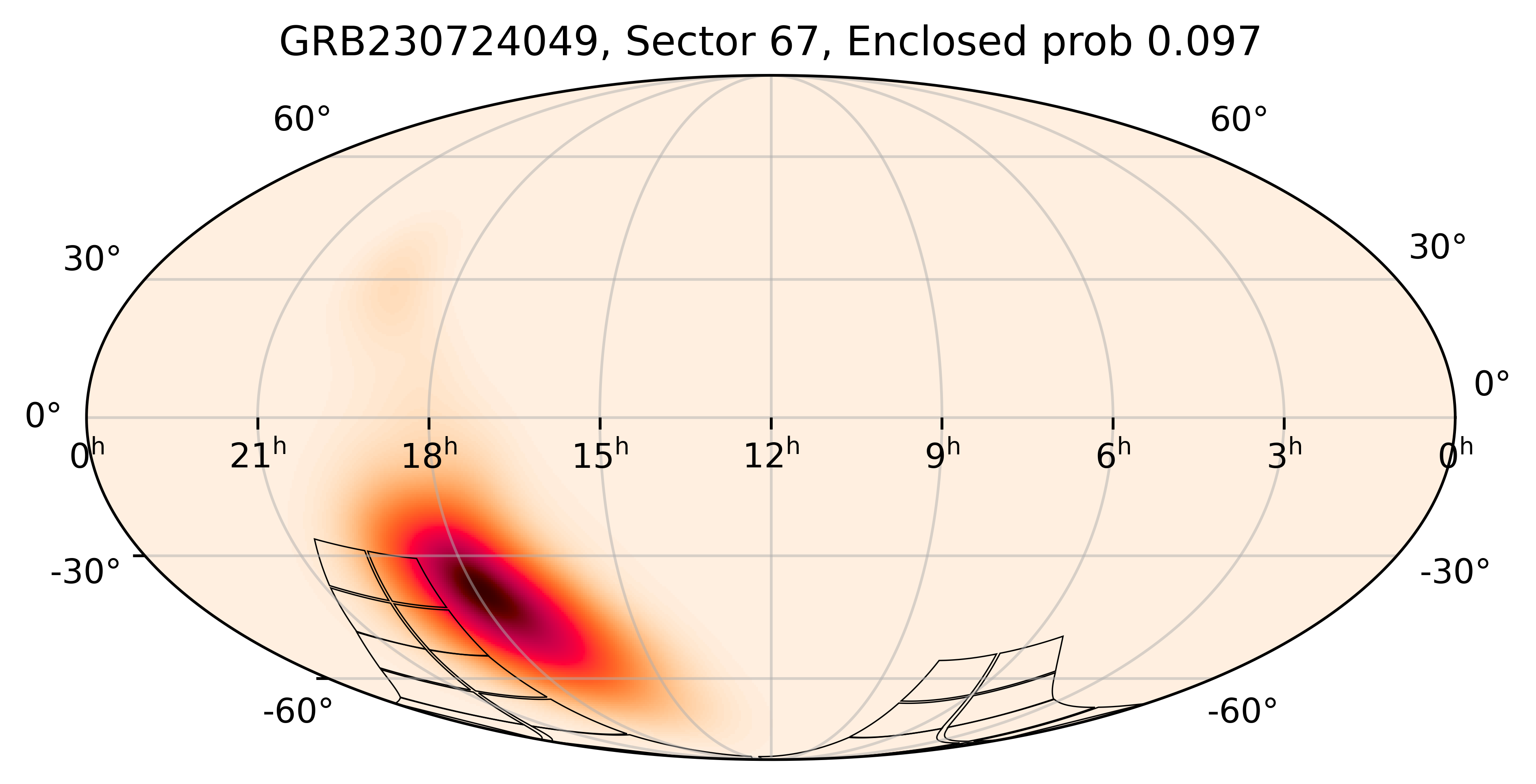TESS Overlap Sky Map for GRB230724049 in TESS Sector67