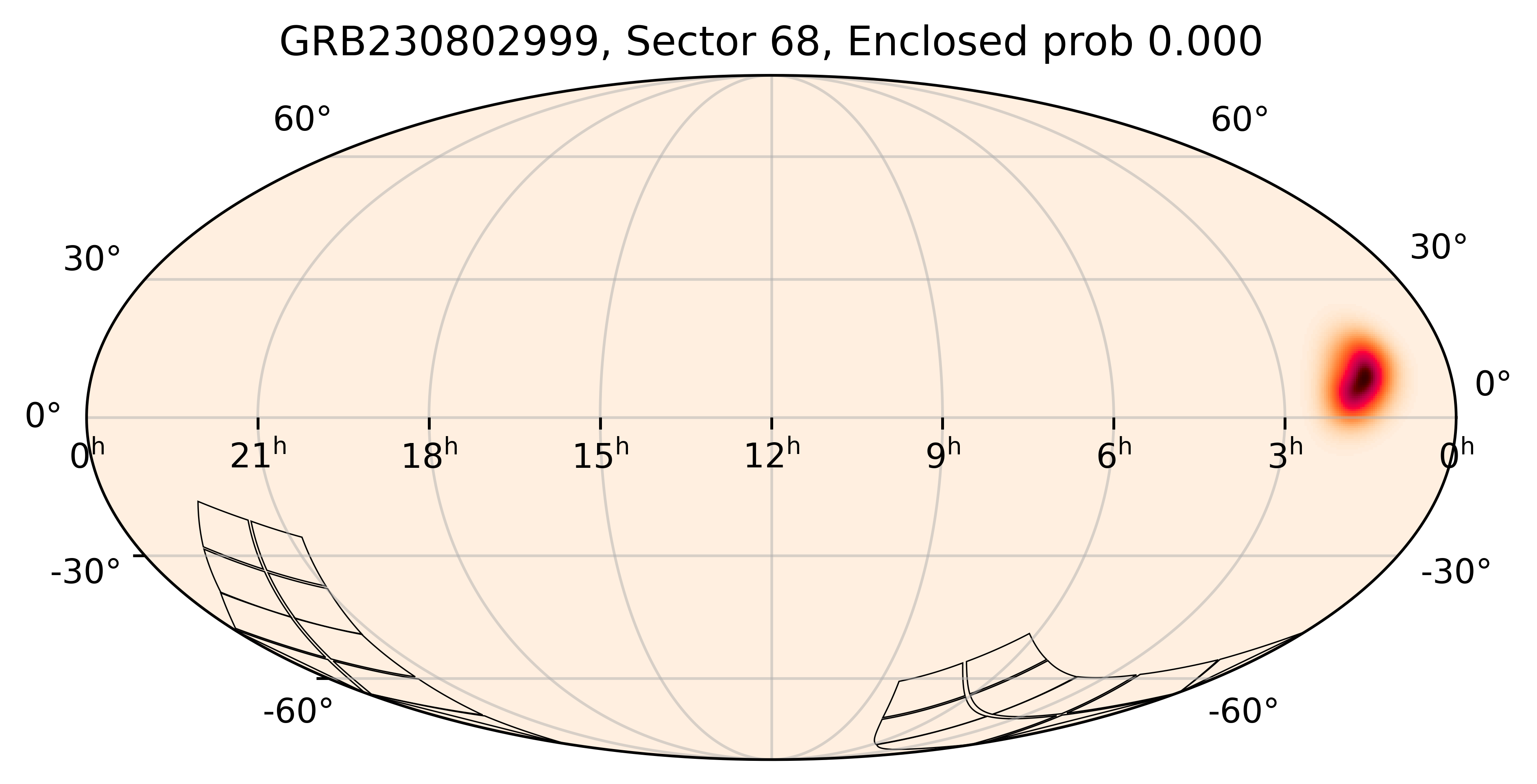 TESS Overlap Sky Map for GRB230802999 in TESS Sector68