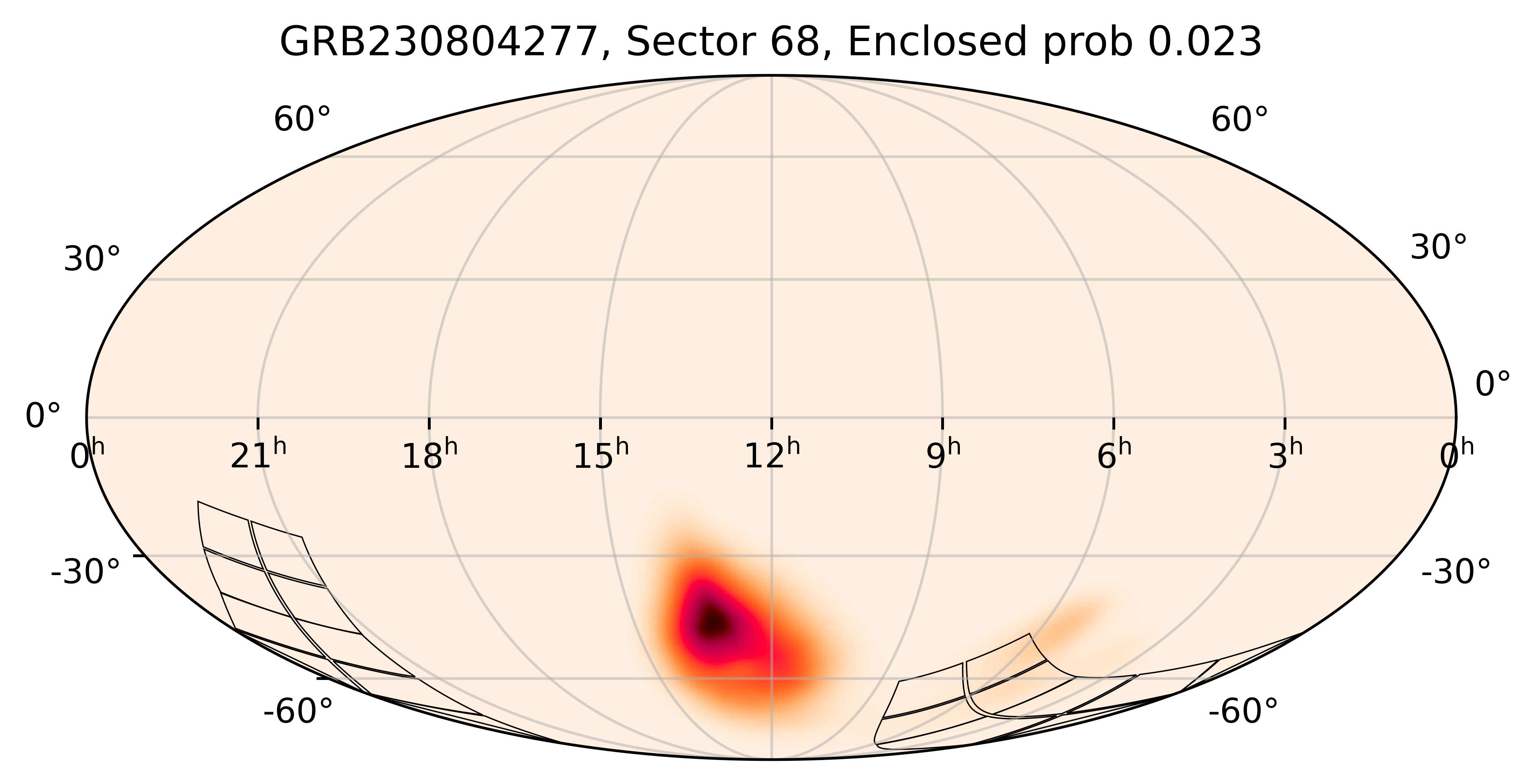 TESS Overlap Sky Map for GRB230804277 in TESS Sector68