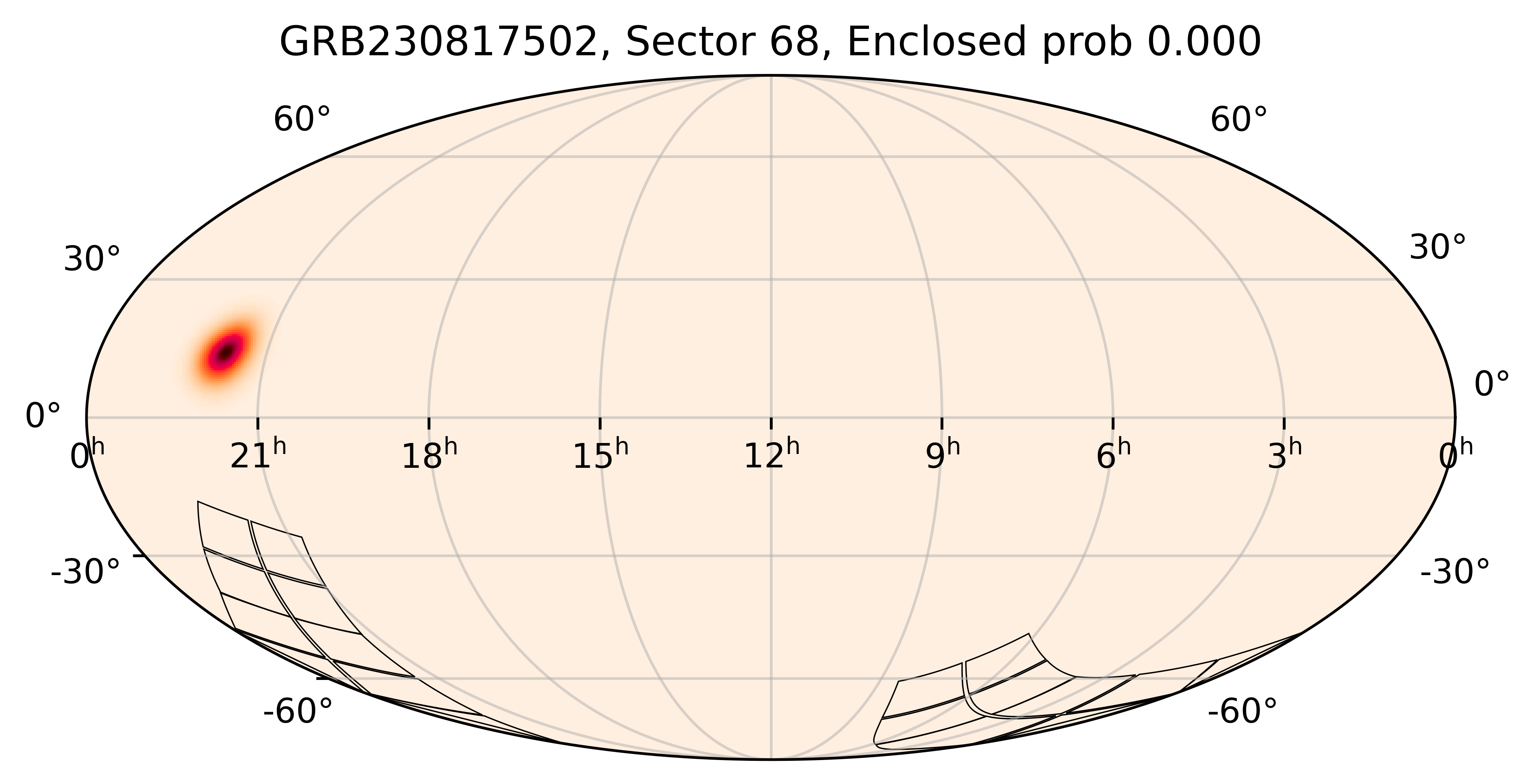 TESS Overlap Sky Map for GRB230817502 in TESS Sector68