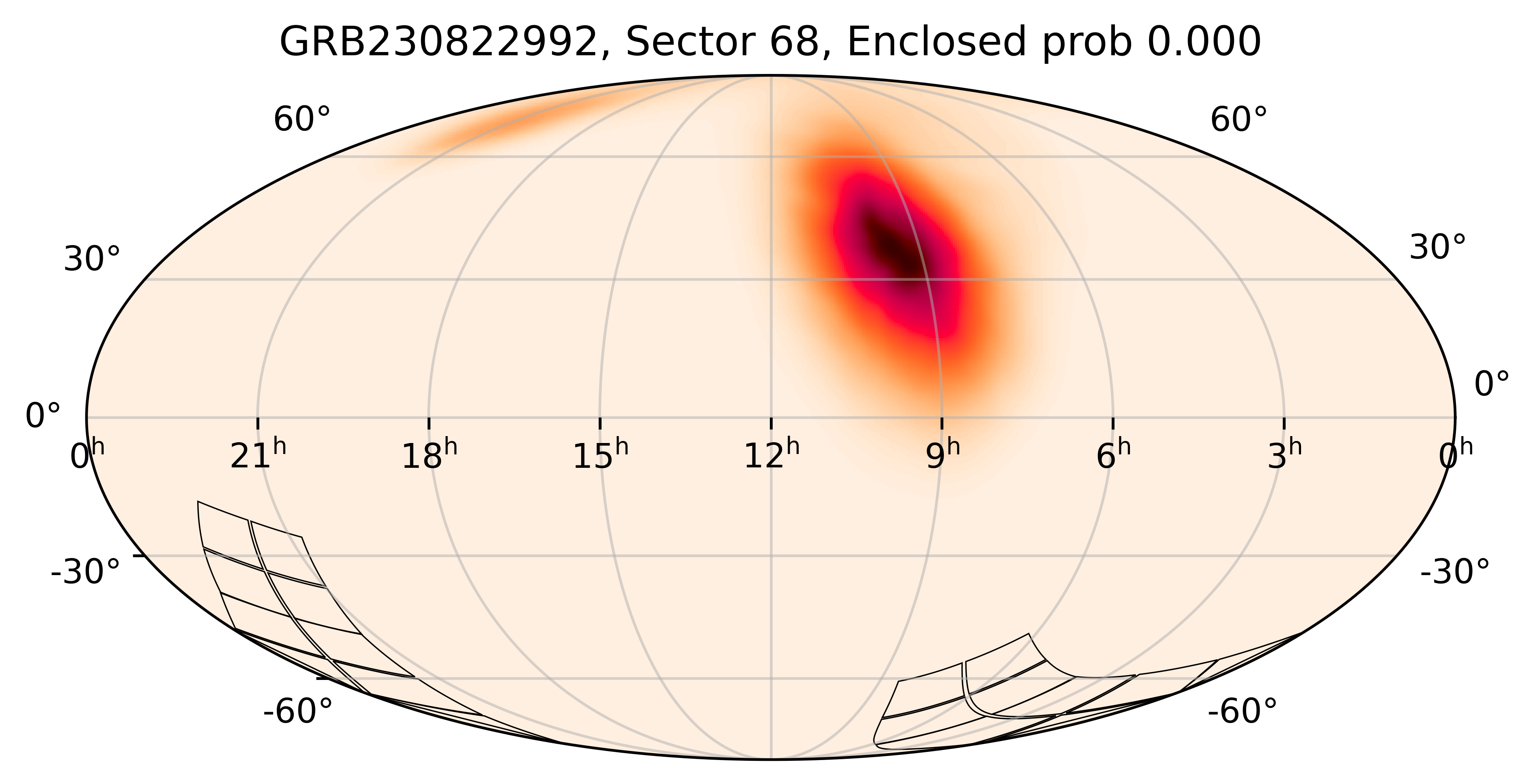 TESS Overlap Sky Map for GRB230822992 in TESS Sector68