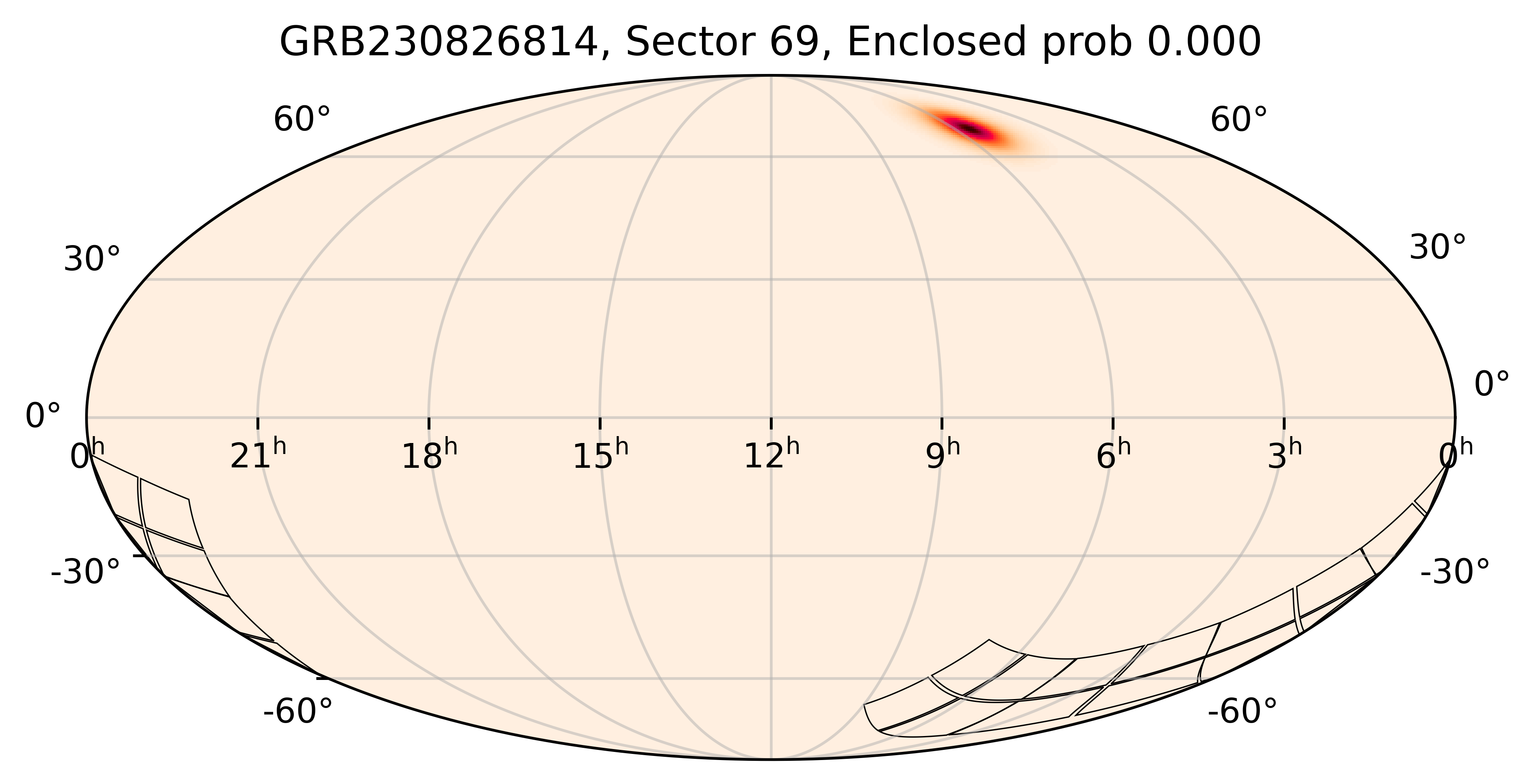 TESS Overlap Sky Map for GRB230826814 in TESS Sector69